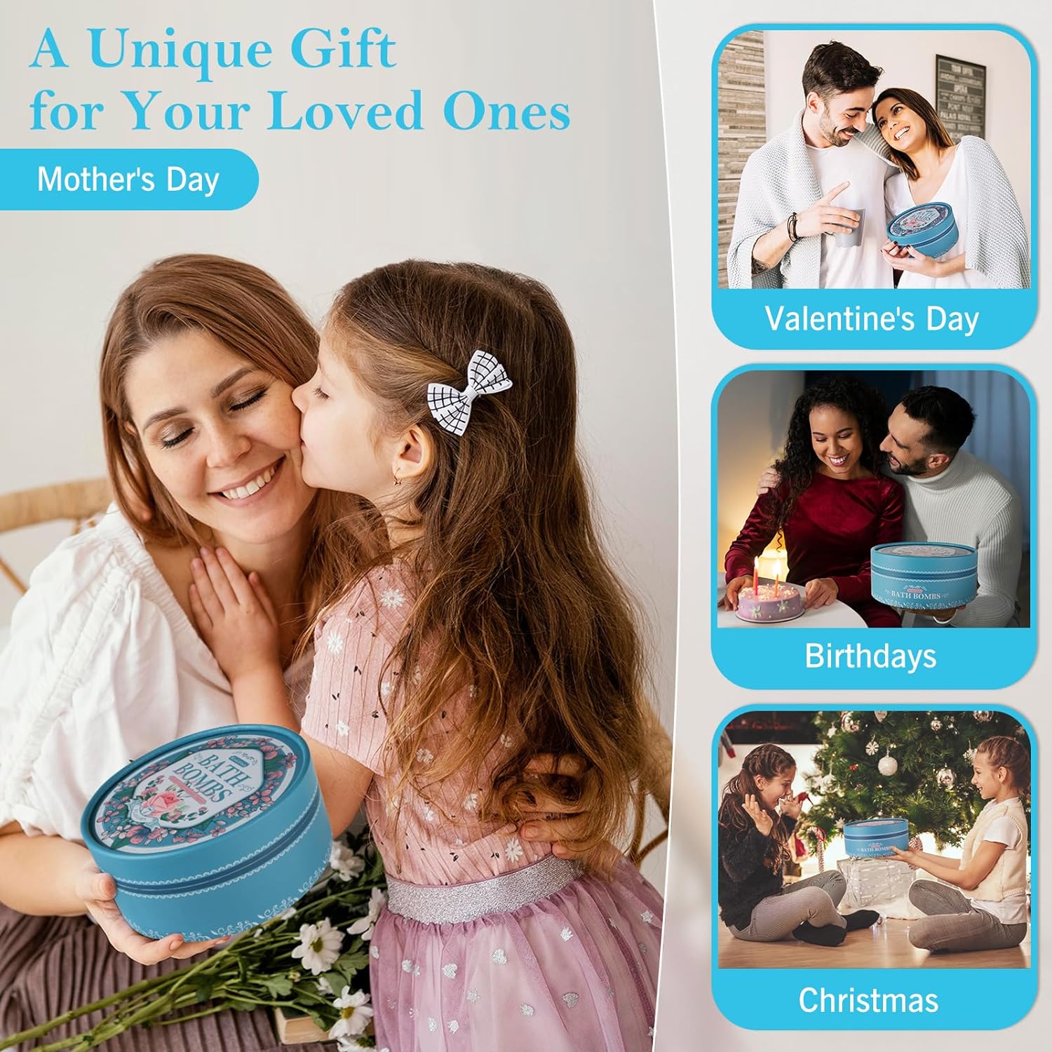 BlissfulOasis Bath Bombs Gift Set, 7 Packs Bubble Fizzies Relaxation Gifts with Shea Butter, Dry Skin Moisturize, Birthday, Valentine’s Gifts for Women, Mother, Wife, Girlfriend