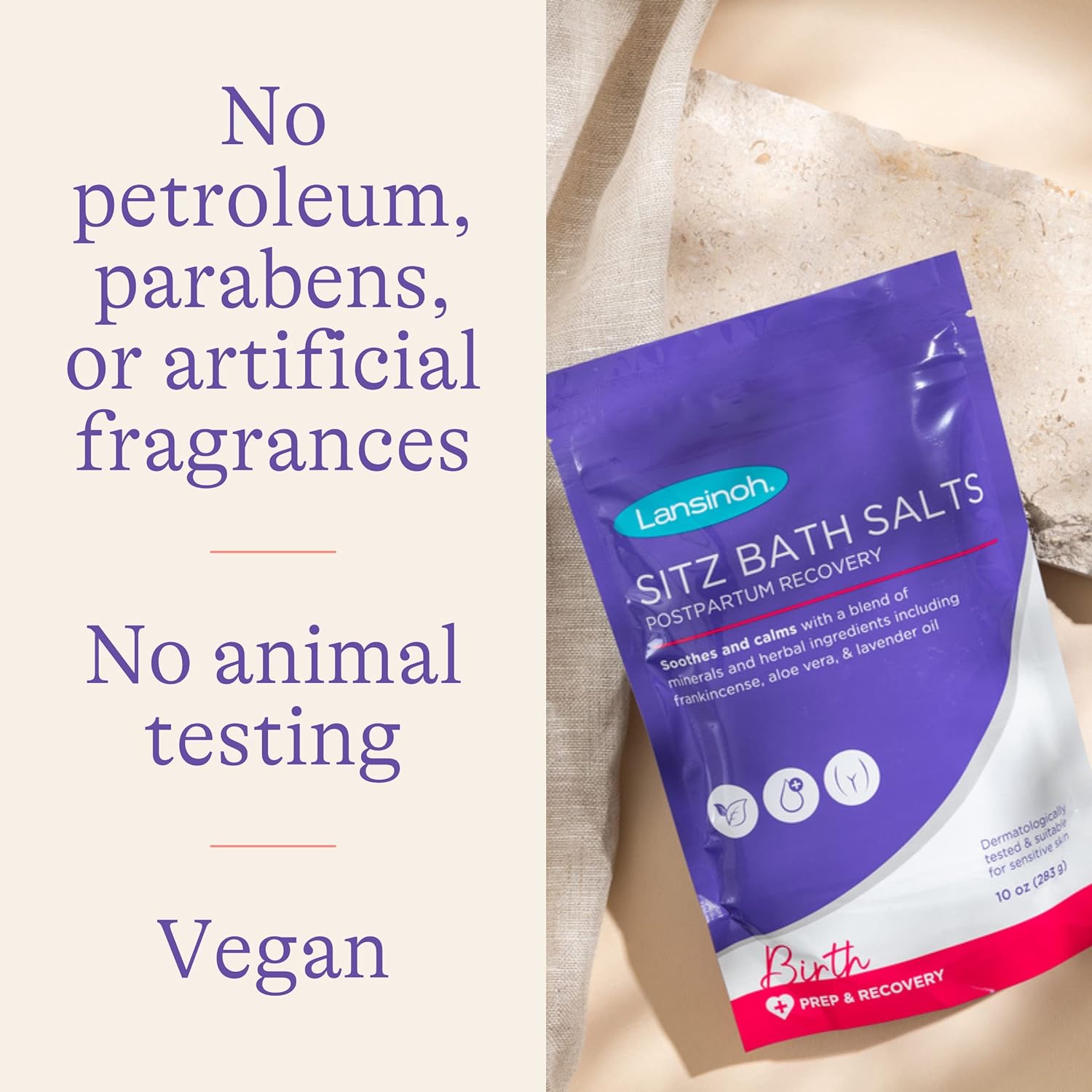 Lansinoh Sitz Bath Salts Postpartum Essentials, With Soothing and Calming Ingredients Including Lavender Oil, Frankincense and Aloe Vera, 10 Ounce