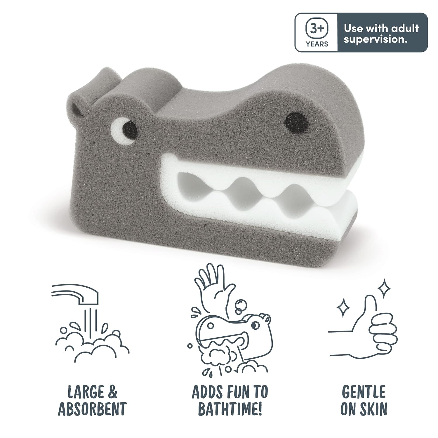 Genuine Fred Bath Biters, Children's Bath Sponge, Shark - Large & Absorbent - Gentle on Skin - Adds Fun to Bathtime or Water Table - Great Gift for Kids & Toddlers