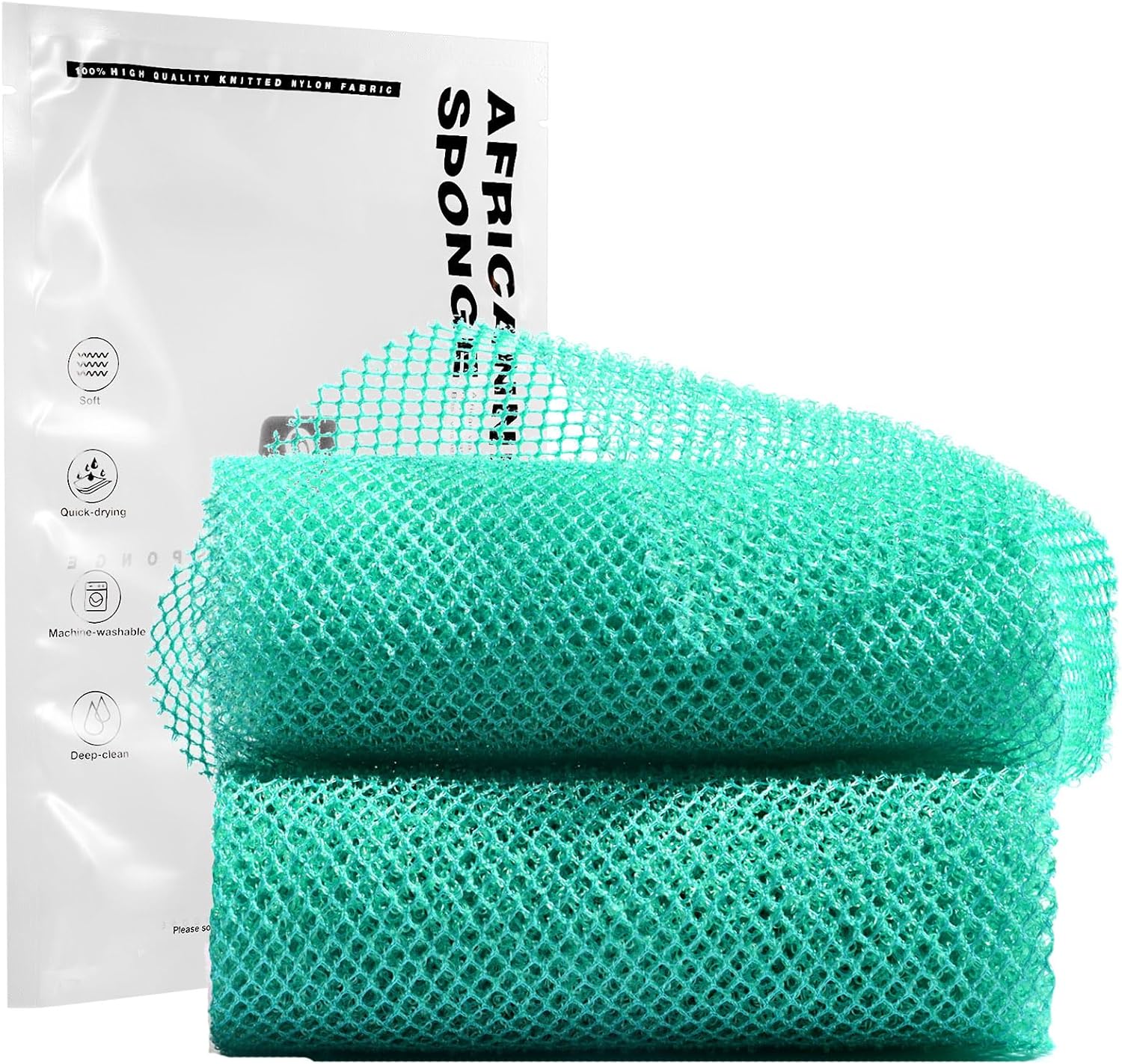 UJFQBH 3 Pieces African Bath Sponge African Net Long Net Bath Sponge Exfoliating Shower Body Scrubber Back Scrubber Skin Smoother,Great for Daily Use (Pink,Yellow,Purple)