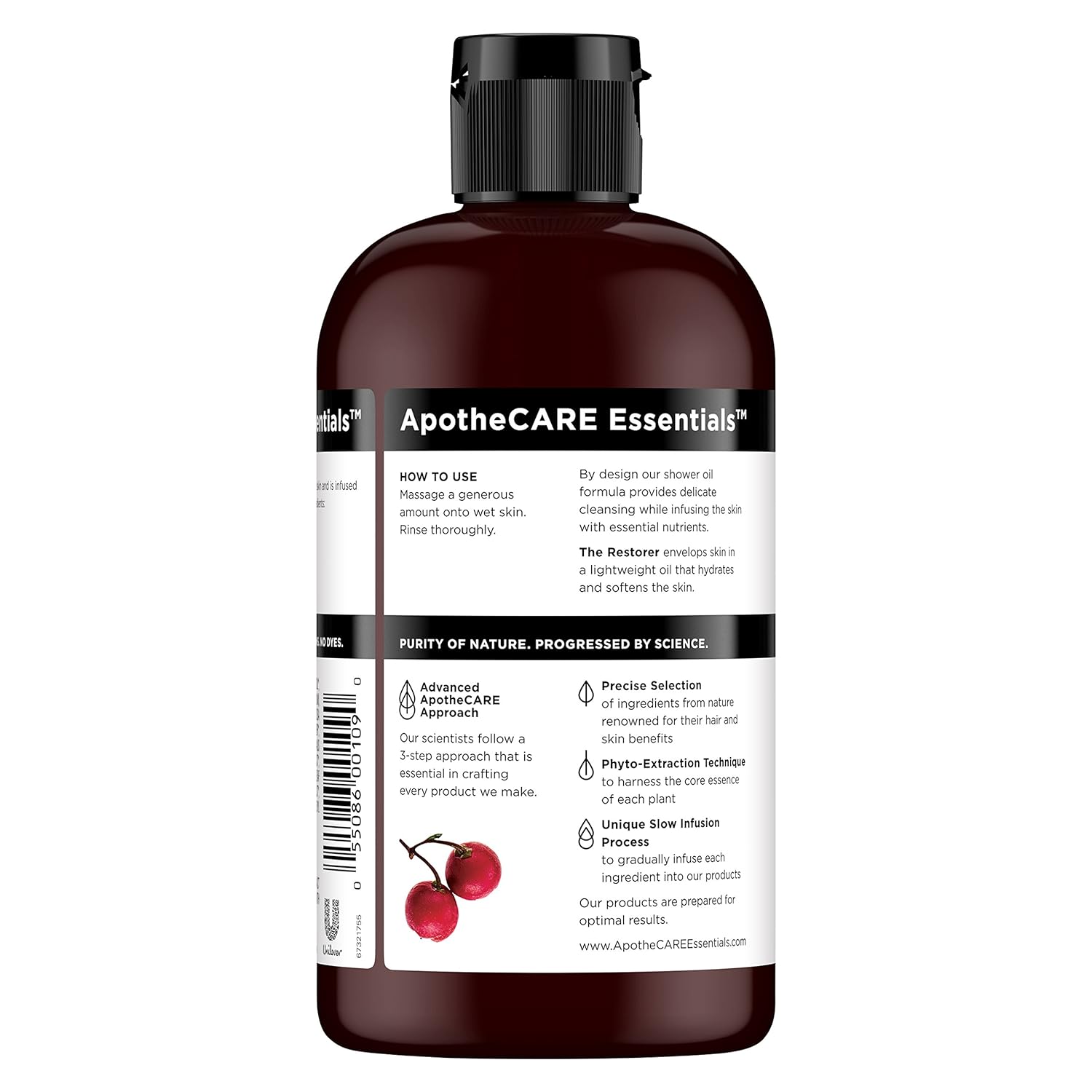ApotheCARE Essentials The Restorer In-Shower Oil, Rosehip Oil, Geranium, Aloe Vera, 12 oz