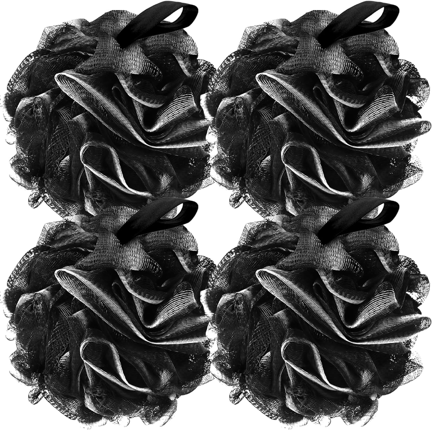 FARMOGA Bath Loofah Sponge Back Scrubber Shower Sponge Soft Mesh Exfoliator Pouf Shower Ball Bath Sponges for Women and Men Bath Accessories (4Pcs 50g Multi Colour)