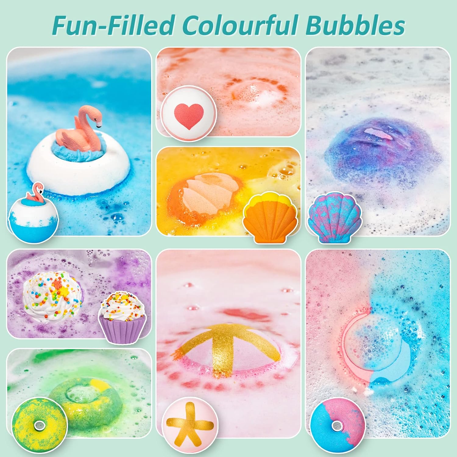 Aofmee Bath Bombs Gift Set, Handmade Bubble and Floating Fizzies Spa Kit, Shea and Cocoa Dry Skin Moisturize, Birthday Valentines Mothers Day Anniversary Christmas Gifts for Women, Mom, Her, Kids