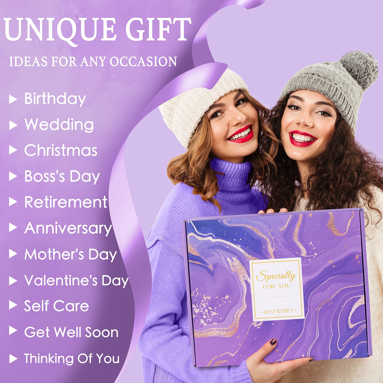 SEDUMBLISS NR 8 - Birthday Gifts for Women Self Care Gifts Get Well Soon Gifts, Happy Birthday Spa Gift Baskets w/Flannel Blanket 40 OZ Tumbler Care Package for Mom Wife Sister Best Friend Her Daughter.