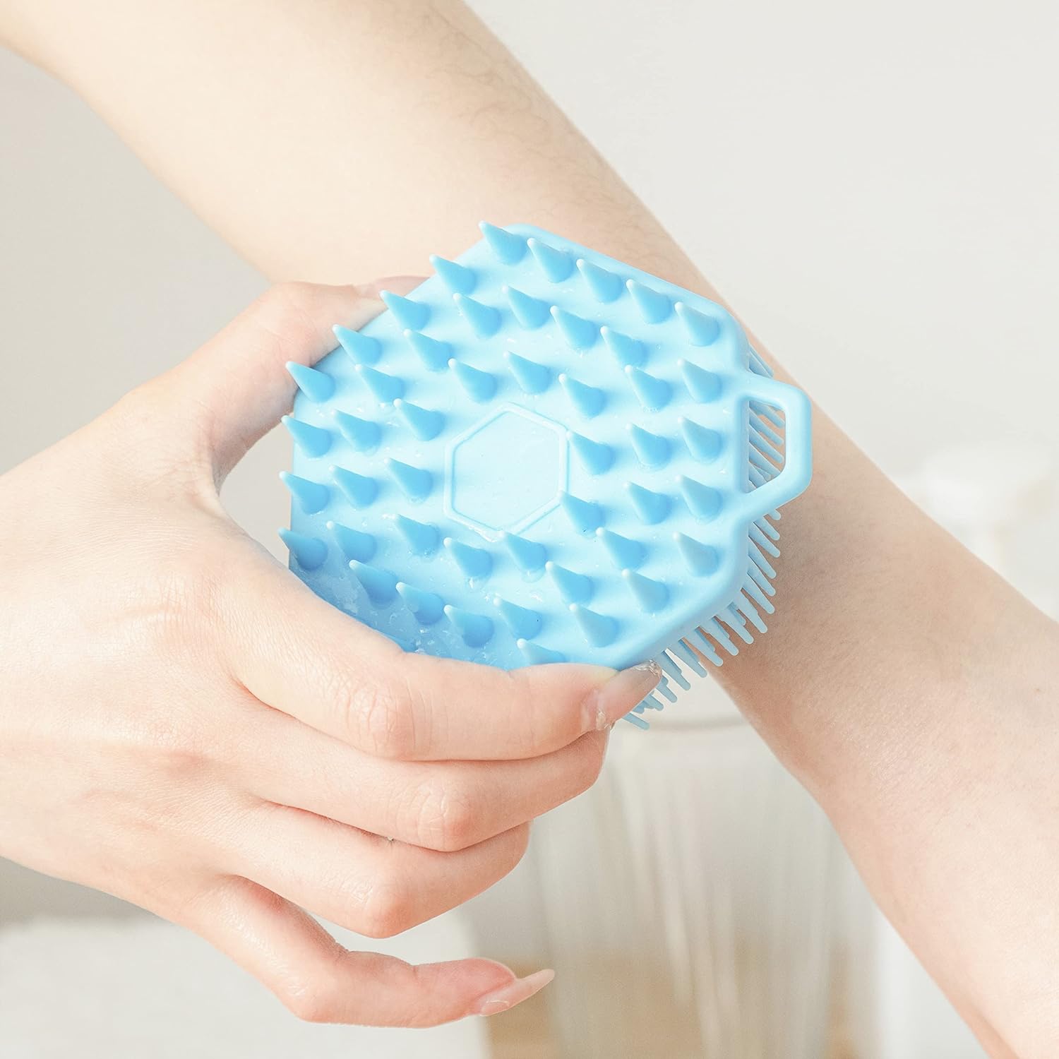 Premium Sensory Brush for Kids or Autism,Soft Silicone Body Scrubber,2 in 1 Sensory Room Occupational Therapy Sensory Brushes,Silicone Loofah,Pets Shower Brush Bath Brush Shampoo Brush(Whale-Teal)