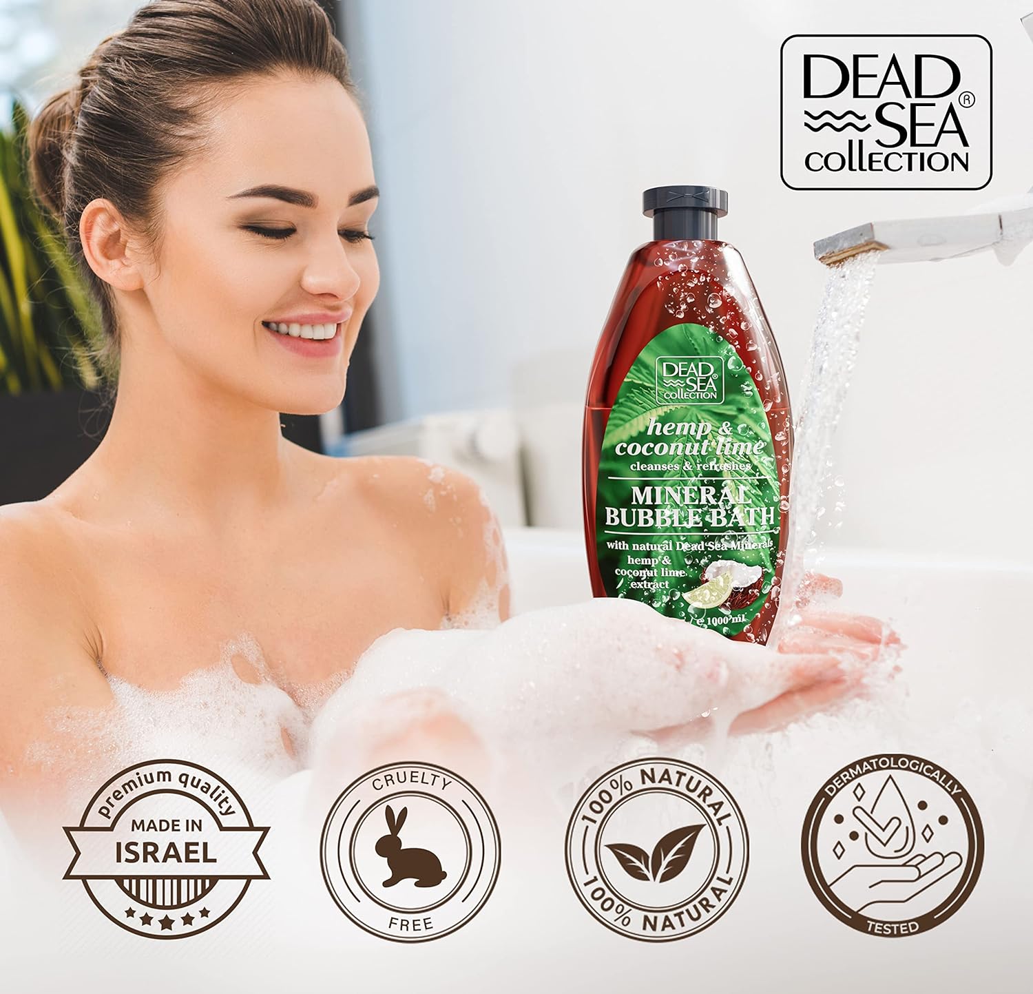 Dead Sea Collection Bubble Bath for Women and Men - with Coconut Oil and Natural Minerals - Nourishing and Moisturizing Skin - Pack of 2 (67.6 fl.oz)