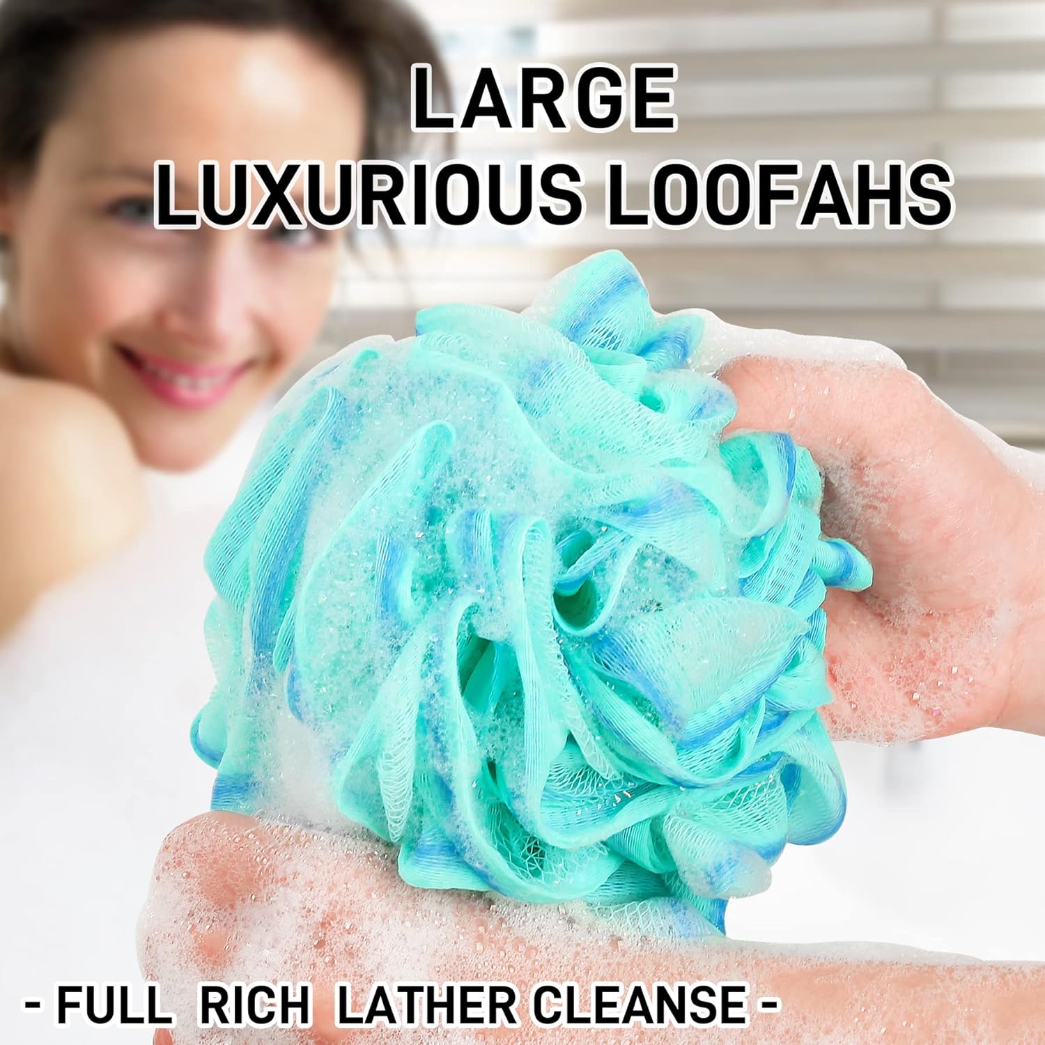 Shower Loofah Bath Sponge 75g - 4 Pack Large Soft Nylon Mesh Puff for Men, Loofah Shower Exfoliating Scrubber Pouf, Full Cleanse, Beauty Bathing Accessories