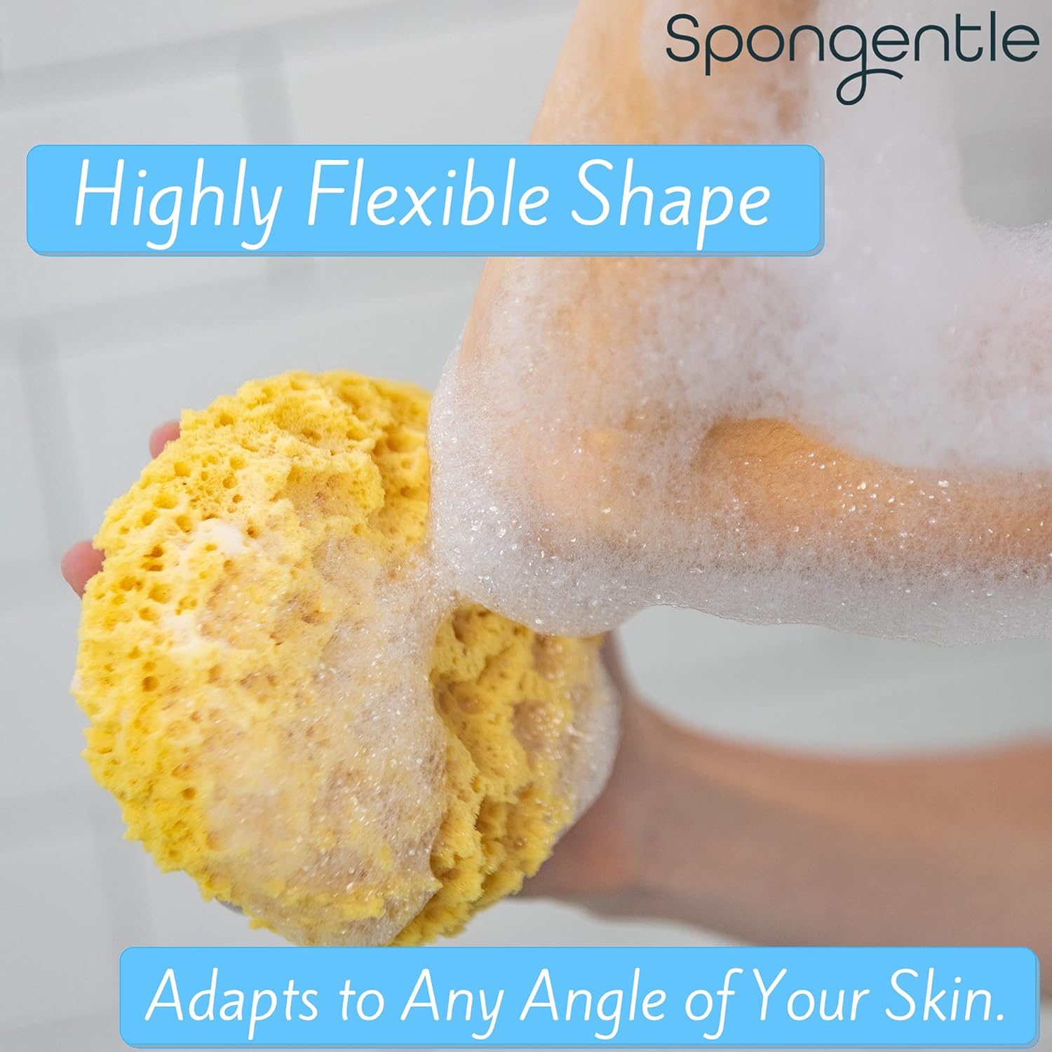 Spongentle Deep Cleansing Body Loofah Sponge, Natural Colors, for Bath and Shower, Multiple Textures for Gentle and Deep Exfoliation, Generous and Rich Lather, (Pack of 3)
