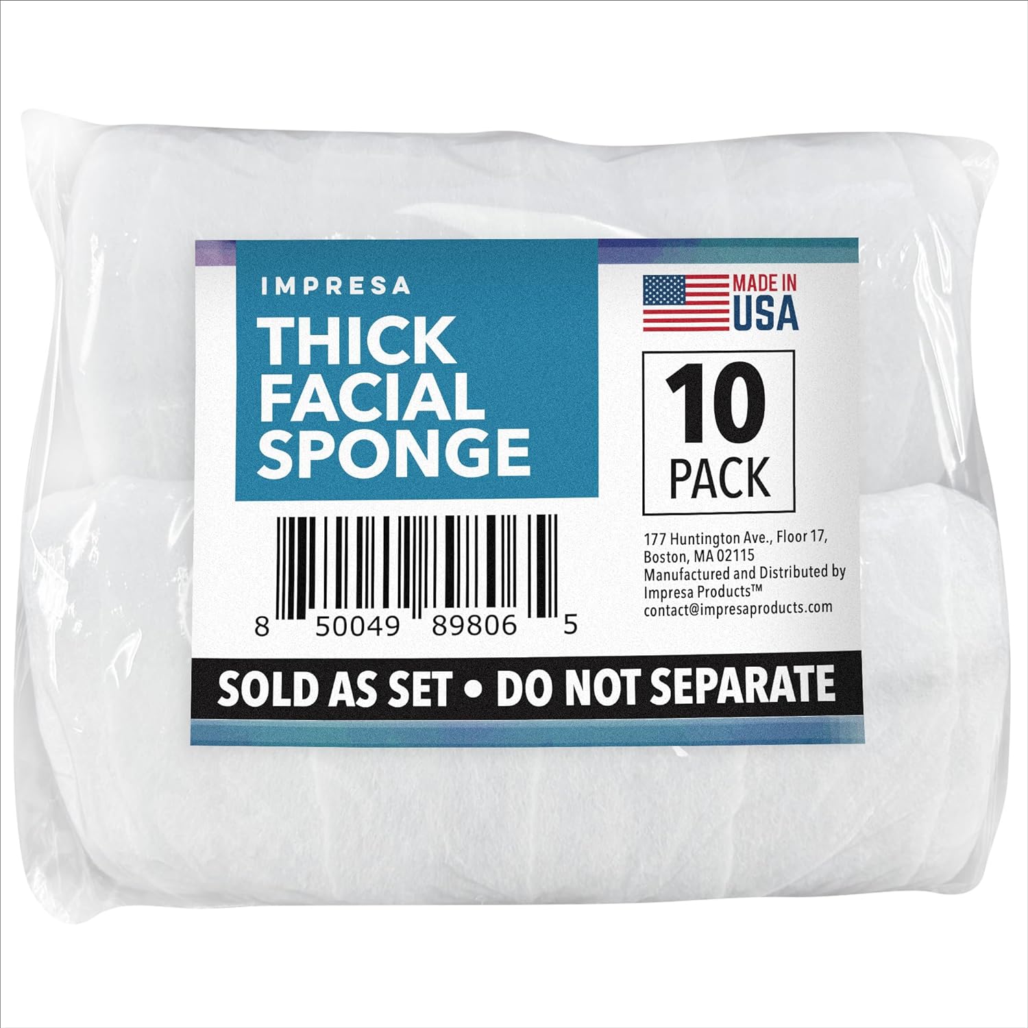 10 Pack Facial Sponge for Daily Cleansing and Gentle Exfoliating - Buff Exfoliating Facial Sponge Pads for Removing Dead Skin, Dirt, and Makeup - Christmas Gifts for Women - Made in The USA