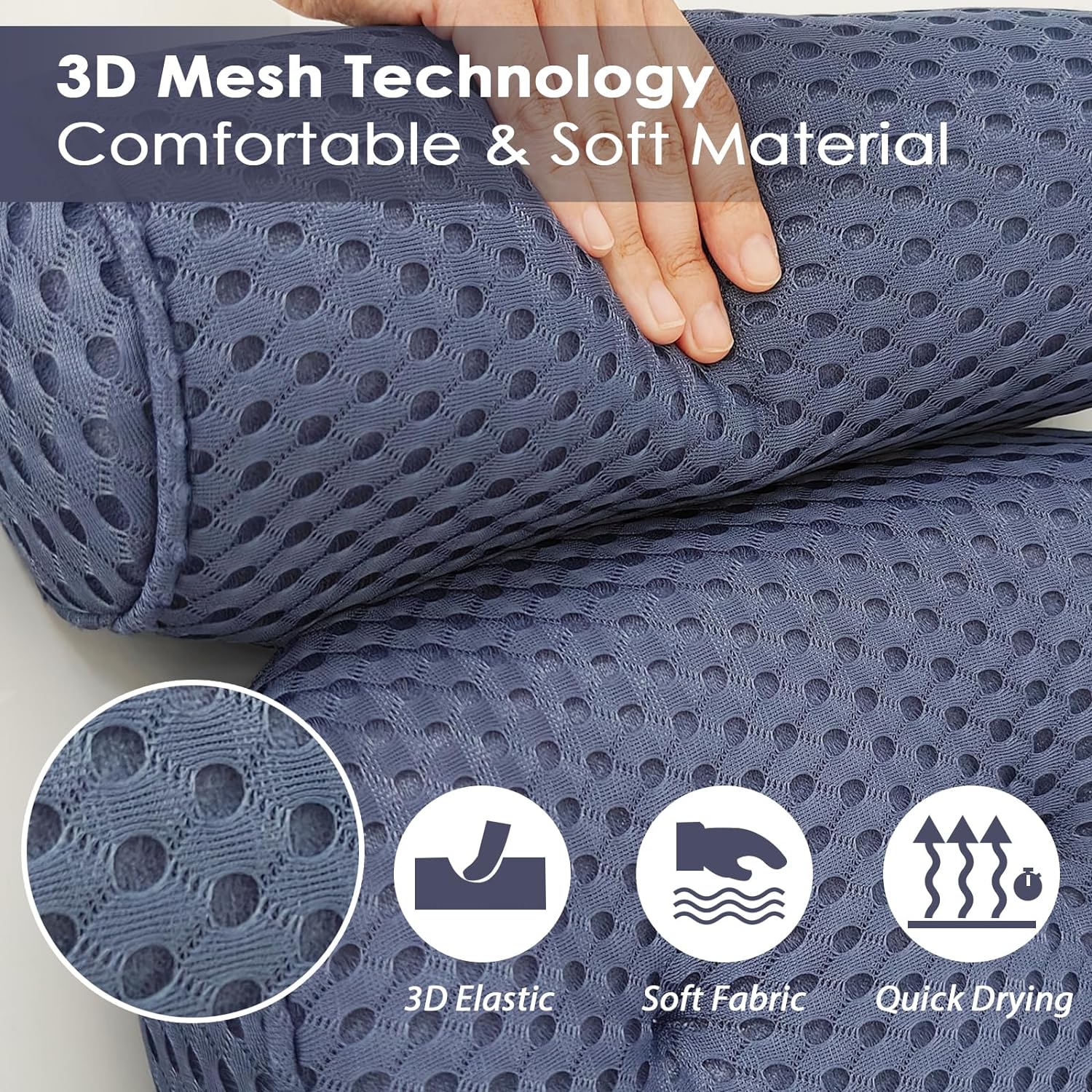 AEROiVi Bathtub Pillow Headrest Bath Pillows for Tub Neck and Back Support with Non Slip Suction Cups Spa Bath Cushion Relaxing Bathroom Accessories