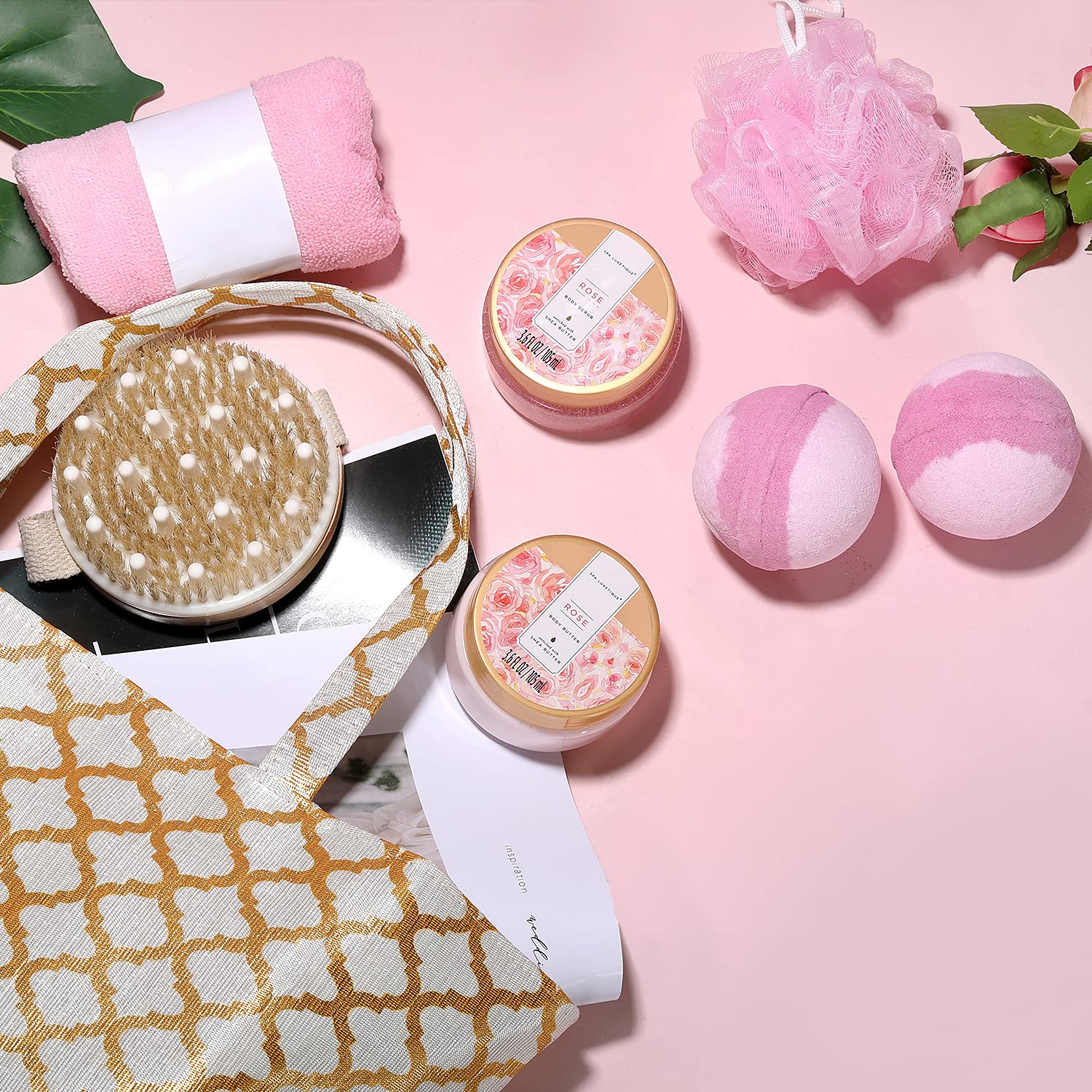 Spa Luxetique Gift Baskets for Women,15 Pcs Vanilla Spa Gifts for Women, Gifts for Women with Bubble Bath, Bath Salt, Bath Bombs Birthday Gifts for Woman With Tote Bag, Valentine's Day Gifts for Women