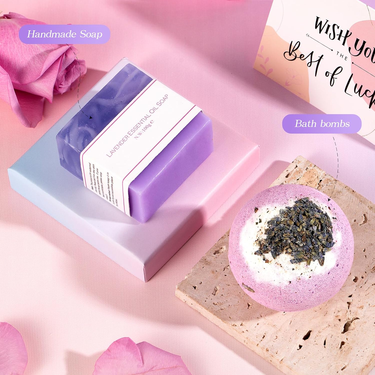 Birthday and Valentine's Day Gift Sets for Women - Get Well Soon Spa Gift Basket for Friend, Mother, Wife, Sister. Relaxation Gifts for Her.