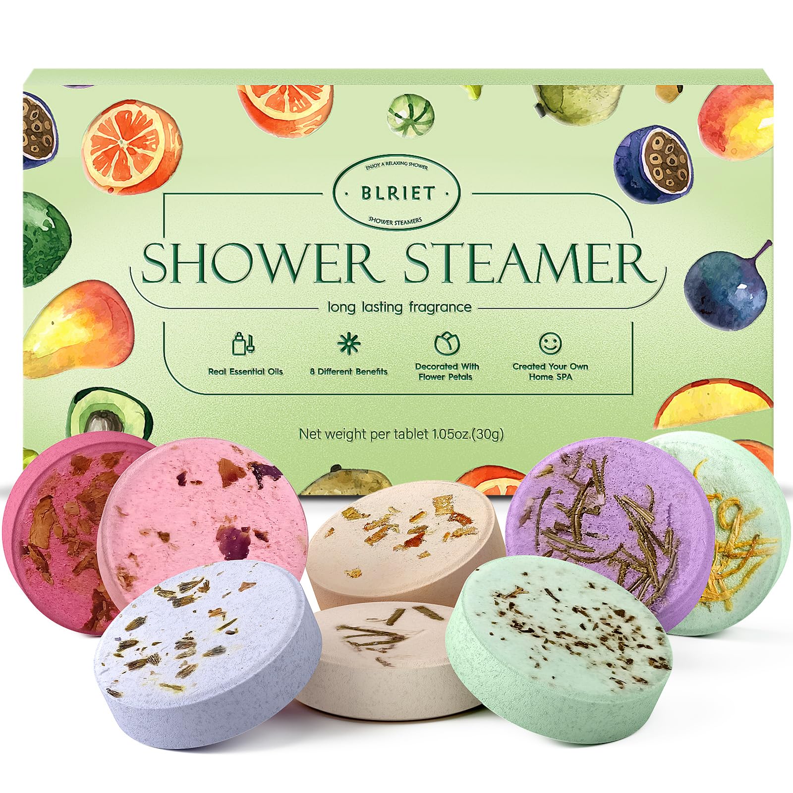 Shower Steamers Aromatherapy BLRIET 8 Pack Gifts for Women, Birthday Christmas White Elephant Gifts Stocking Stuffers for Adults Her Mom Him Home Spa Gym Natural Essential Oil Self Care Relaxation
