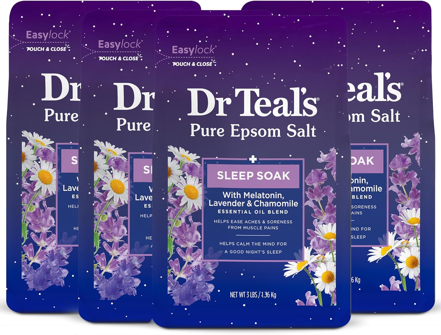Dr Teal's Epsom Salt Soaking Solution, Soothe & Sleep, Lavender, 3lbs (Packaging May Vary)