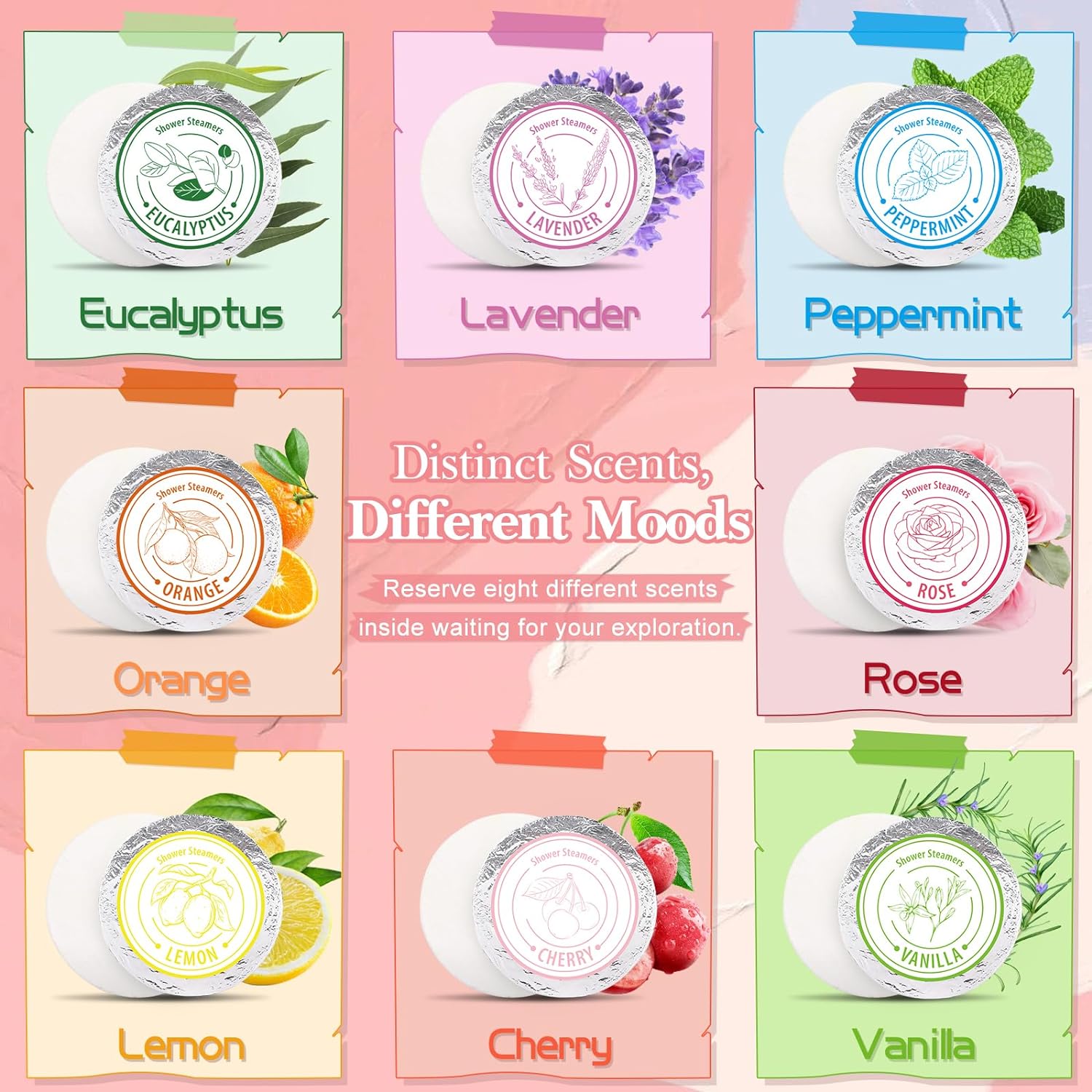 Shower Steamers Aromatherapy - Christmas Gifts for women 8 Pack Pure Essential Oil Shower Bombs for Home Spa Bath Self Care, Essential Oil Stress Relief and Relaxation Bath Gifts for Her Birthda Green