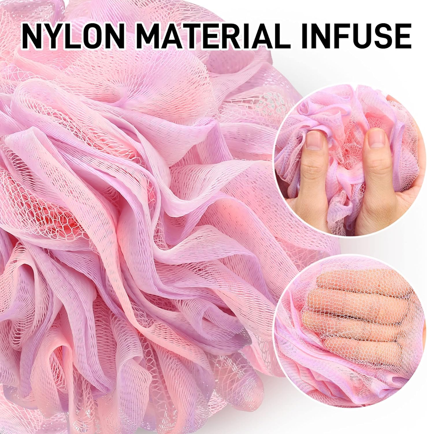 Shower Loofah Bath Sponge 75g - 4 Pack Large Soft Nylon Mesh Puff for Men, Loofah Shower Exfoliating Scrubber Pouf, Full Cleanse, Beauty Bathing Accessories