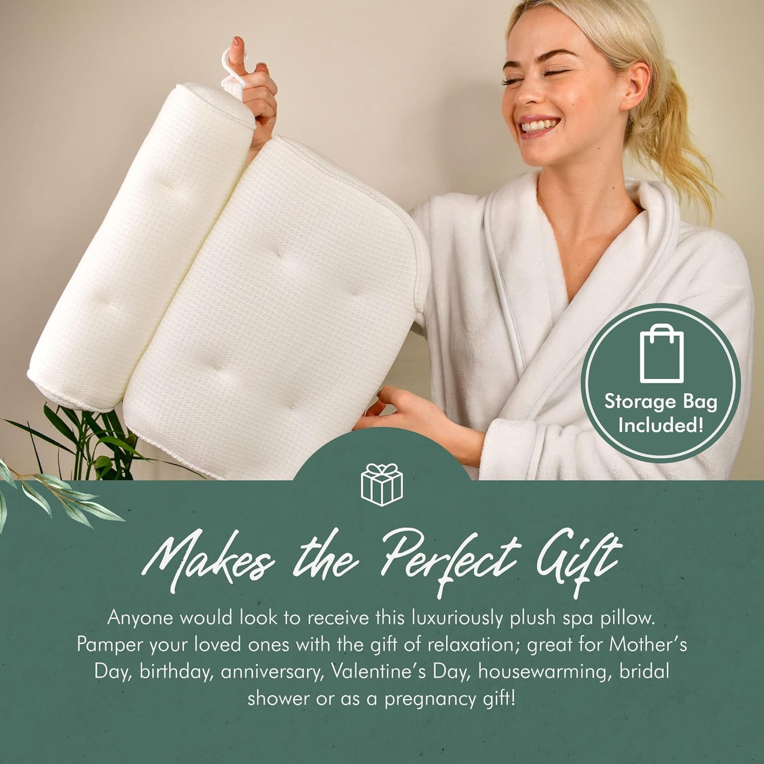 Ultra-Soft Bathtub Pillow with 6 Non-Slip Suction Cups, Bath Pillows for Tub, Extra Thick, Convenient, Quick-Dry 2-Panel Tub Pillow Bath Cushion for Head, Neck, Back, and Shoulder Support - Haven Houz