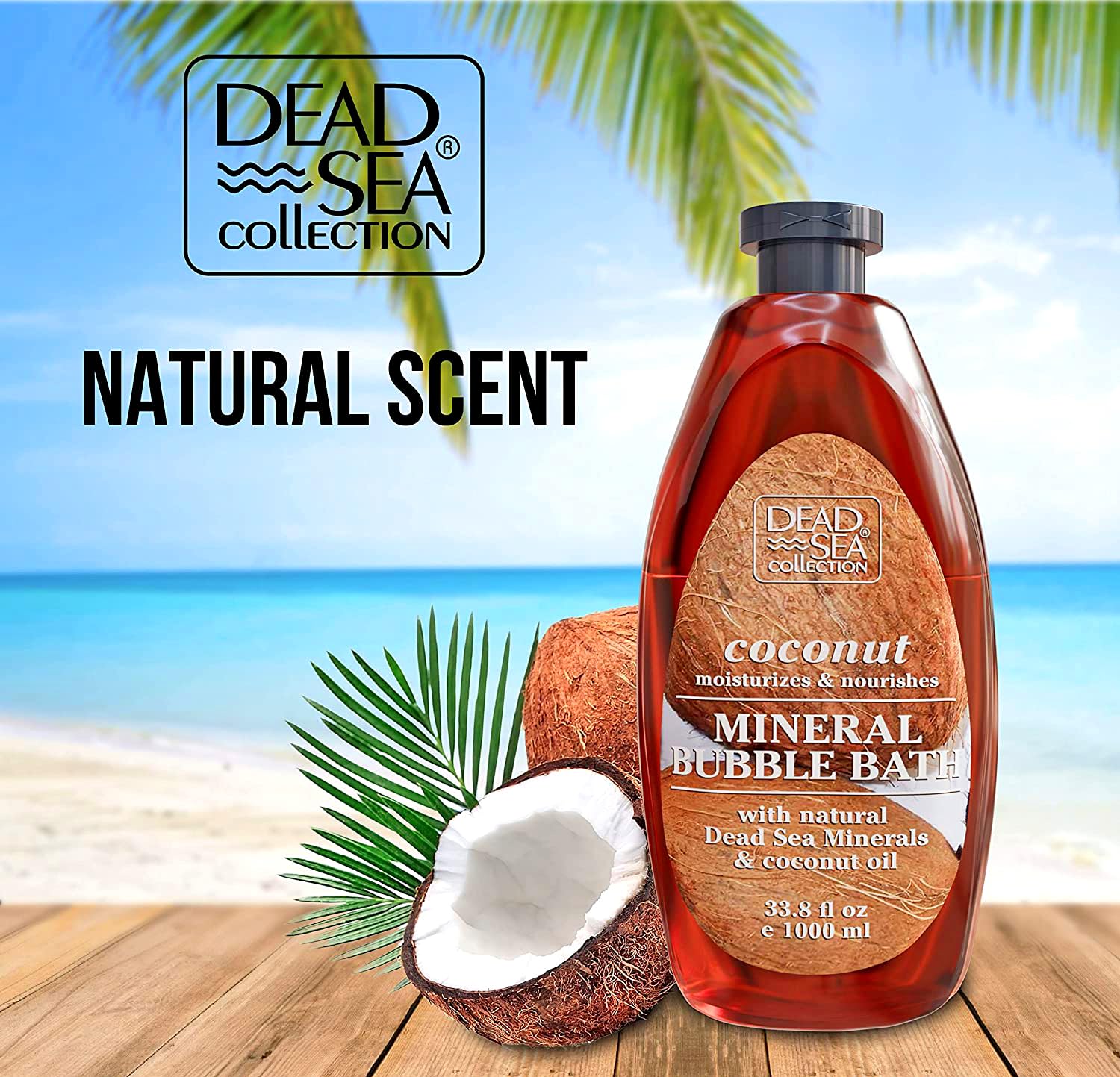 Dead Sea Collection Bubble Bath for Women and Men - with Coconut Oil and Natural Minerals - Nourishing and Moisturizing Skin - Pack of 2 (67.6 fl.oz)