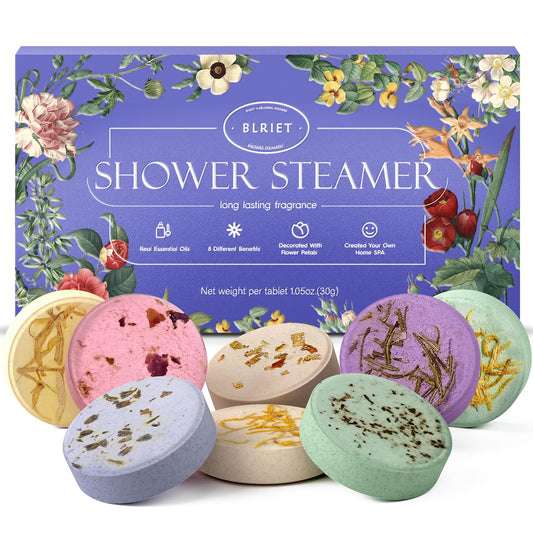 Shower Steamers Aromatherapy BLRIET 8 Pack Gifts for Women, Birthday Christmas White Elephant Gifts Stocking Stuffers for Adults Her Mom Him Home Spa Gym Natural Essential Oil Self Care Relaxation