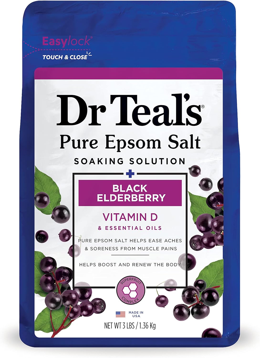 Dr Teal's Epsom Salt Soaking Solution, Soothe & Sleep, Lavender, 3lbs (Packaging May Vary)
