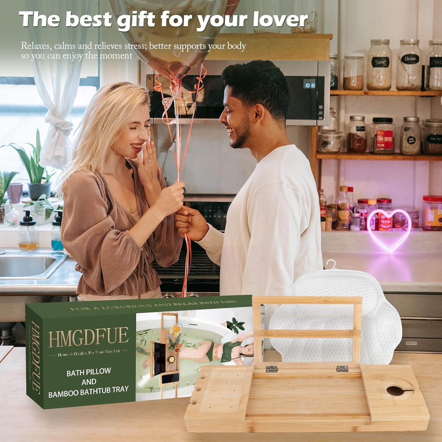 HMGDFUE Bamboo Bathtub Tray for Luxury Bath,Foldable Expandable Bath Tray for Bathtub Bath Tub Tray Table with Wine Glass Holder and Phone Book Holder for Couples Wedding Gifts for Mom Women