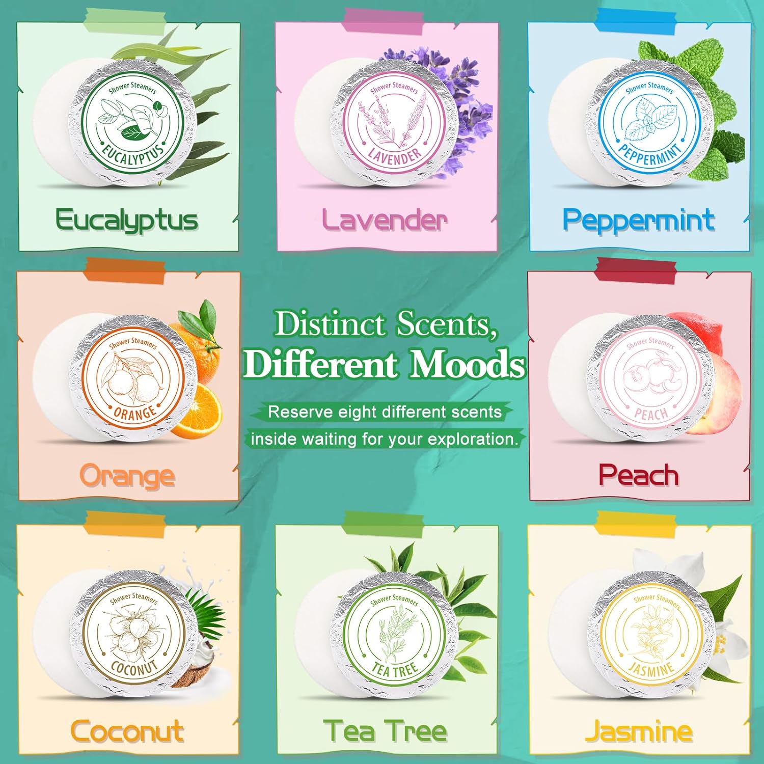 Shower Steamers Aromatherapy - Christmas Gifts for women 8 Pack Pure Essential Oil Shower Bombs for Home Spa Bath Self Care, Essential Oil Stress Relief and Relaxation Bath Gifts for Her Birthda Green