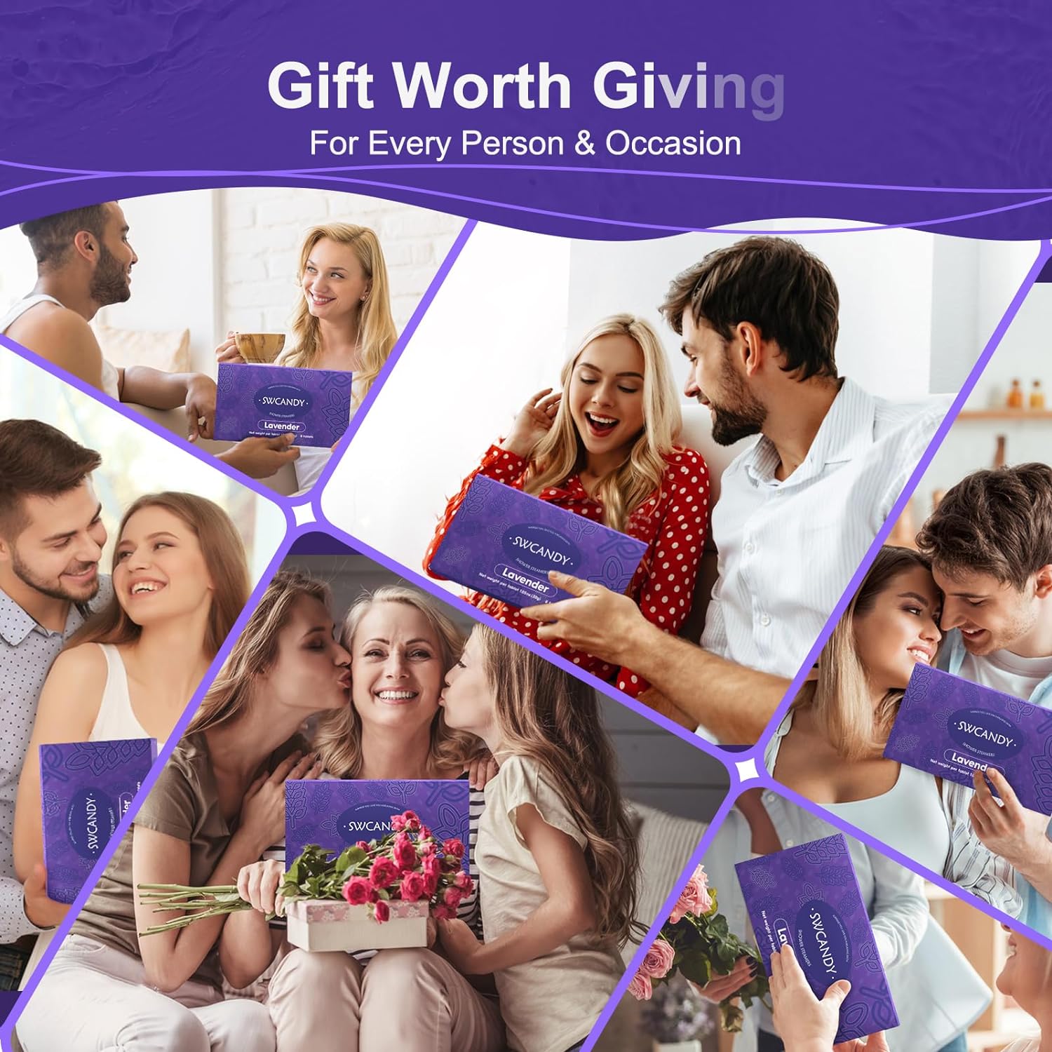 Aromatherapy Shower Steamers Valentines Day Gifts for her - Swcandy 8 Pcs Bath Bombs Valentine's Day Gifts for Women, Shower Bombs Self Care with Essential Oils, Relaxation Home SPA Lavender