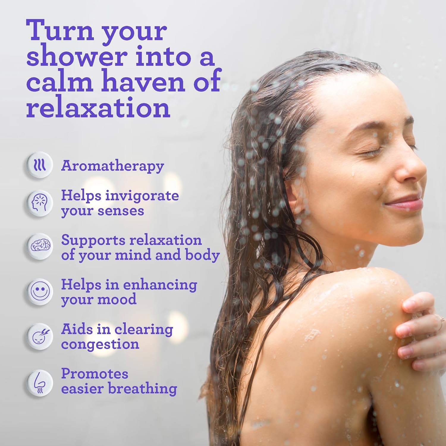 GuruNanda Breathe Shower Steamer Tablets (Pack of 10) - 100% Natural Eucalyptus Essential Oil helps with Congestion and Basil Supports Stress Relief & Mental Clarity - Perfect for Home Spa & Self Care