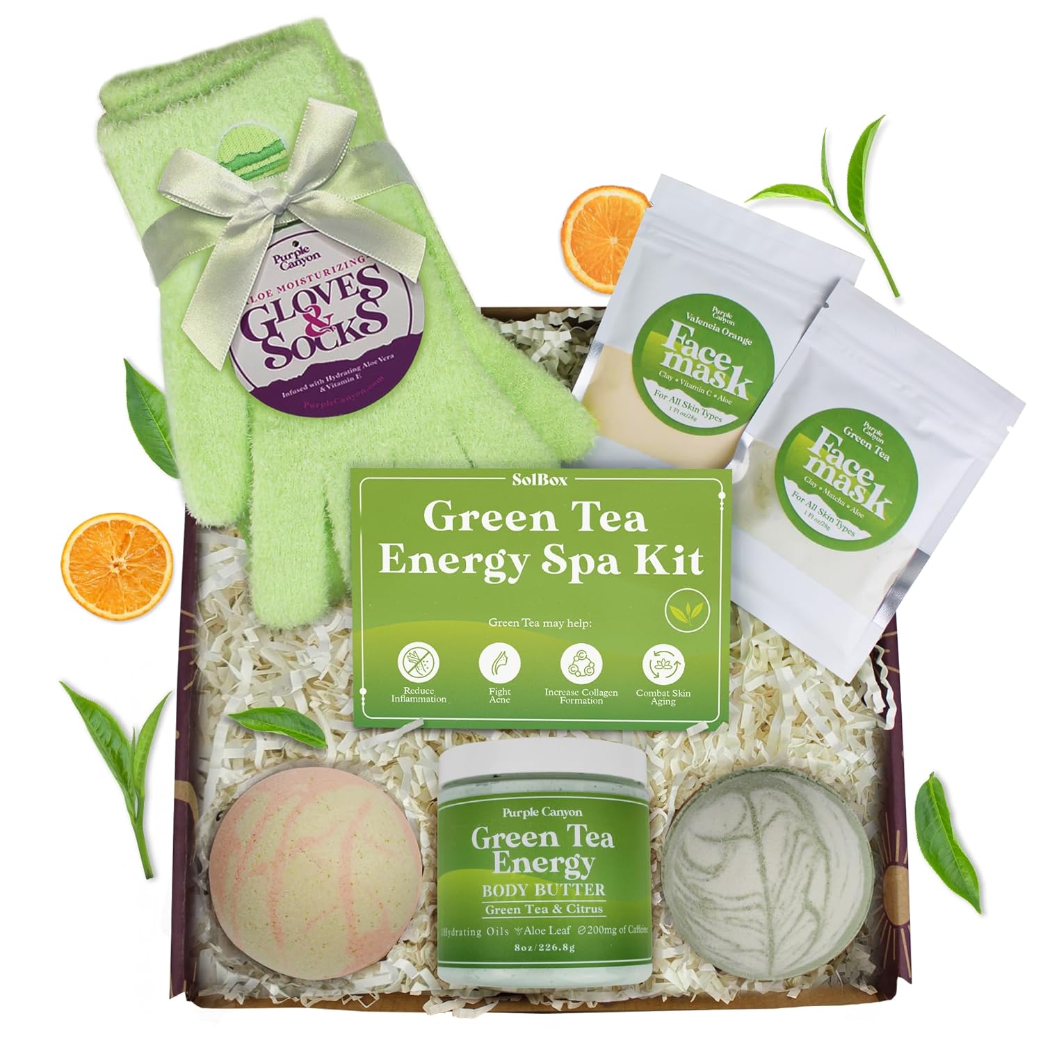 Purple Canyon Mystic Spa Box | 7 Piece Full Size Lavender Spa Kit for Self Care | Bath and Body Gifts for Women