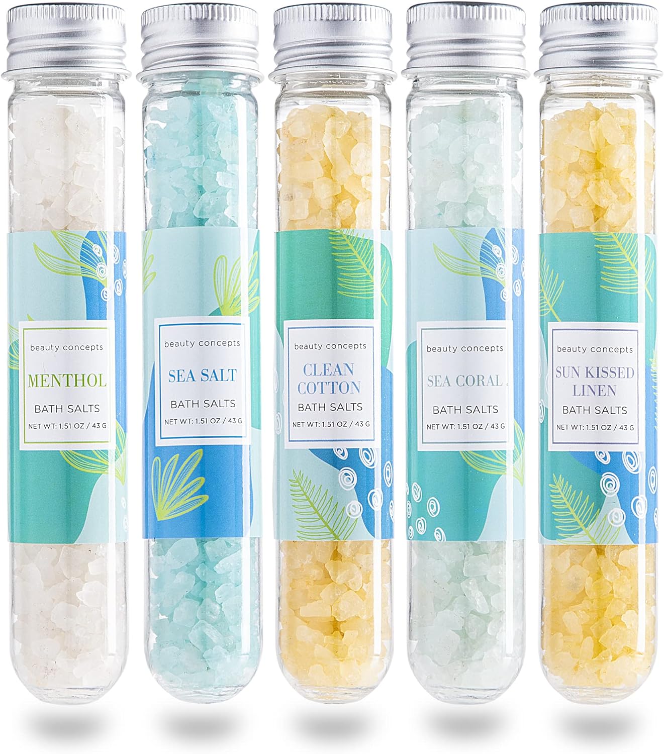 B.C. Beauty Concepts Aromatherapy Bath Salts- 5 Pack Epsom Salts for Soaking, Relaxing Bath Spa Set (Floral)