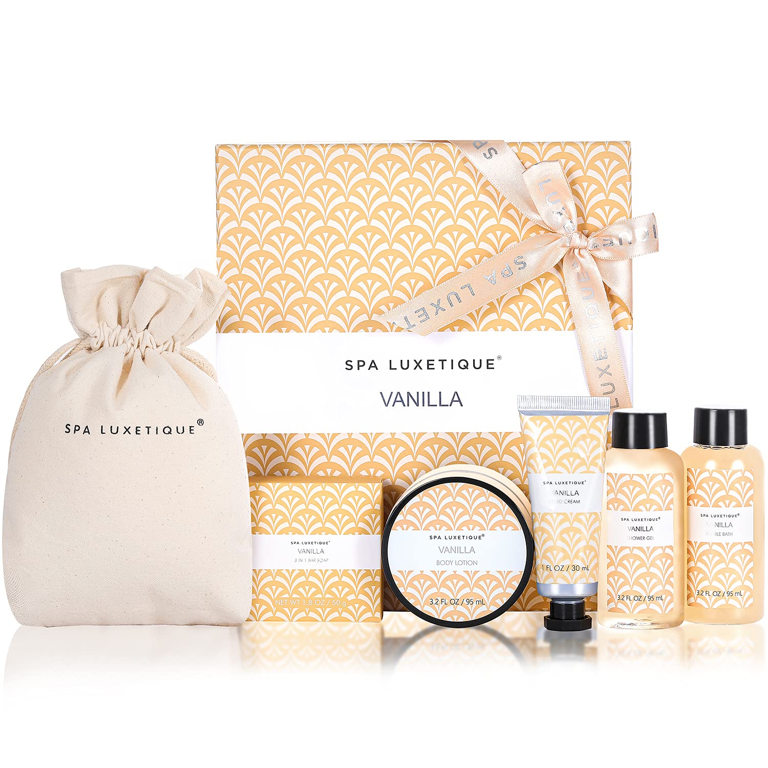 Spa Luxetique Gift Set for Women, Spa Set for Women, Rose Spa Gift Set, Spa Kit for Women Includes Body Lotion, Shower Gel, Bubble Bath, Hand Cream, Valentine's Day Gifts for Her