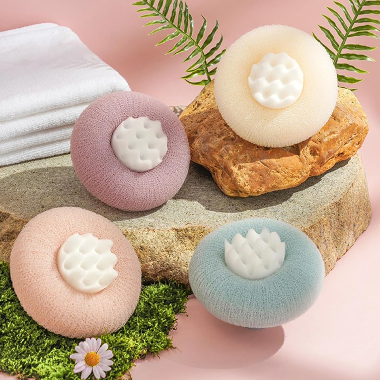 New Upgrade 2-in-1 Sunflower Bath Ball, Super Soft Sunflower Suction Cup Bath Ball, Exfoliating Bath Sponge Cleaning Brush, Shower Loofah Sponge