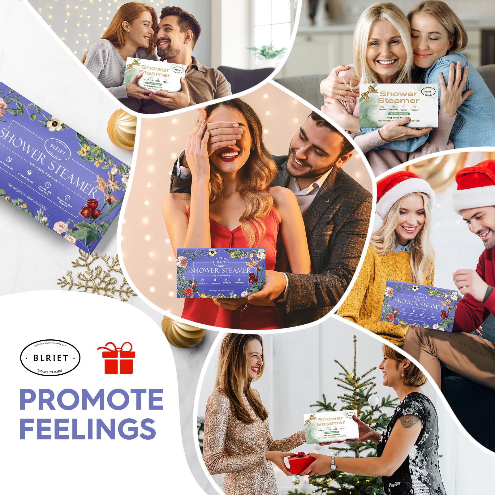 Shower Steamers Aromatherapy BLRIET 8 Pack Gifts for Women, Birthday Christmas White Elephant Gifts Stocking Stuffers for Adults Her Mom Him Home Spa Gym Natural Essential Oil Self Care Relaxation