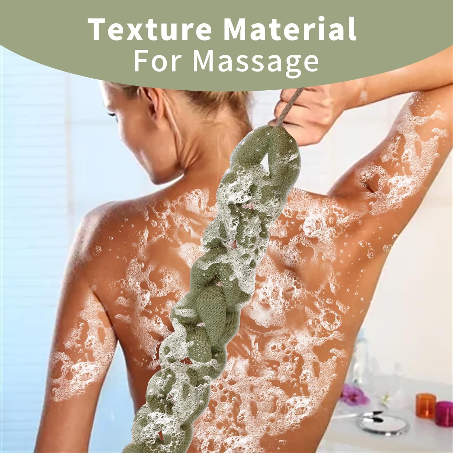 BCKENEY Bath Loofah Shower Sponge Soft Mesh Loofah Body Scrubber with Long Loofah Bath Sponge for Men Women Body Wash Exfoliator Shower Puffs