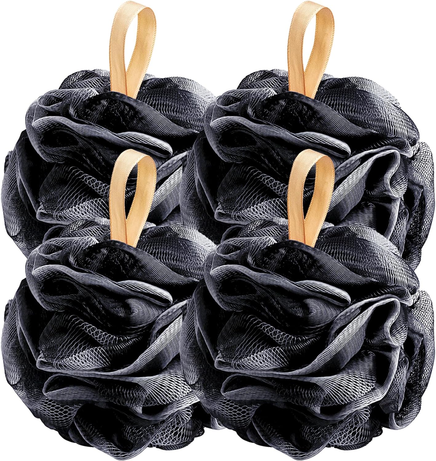 Fishent Loofah Bath Sponge Shower Loofahs, 4 Pack Soft Loofa Exfoliating Body Scrubber Mesh Shower Puff Pouf Ball Luffa for Men and Women(50g/pcs)