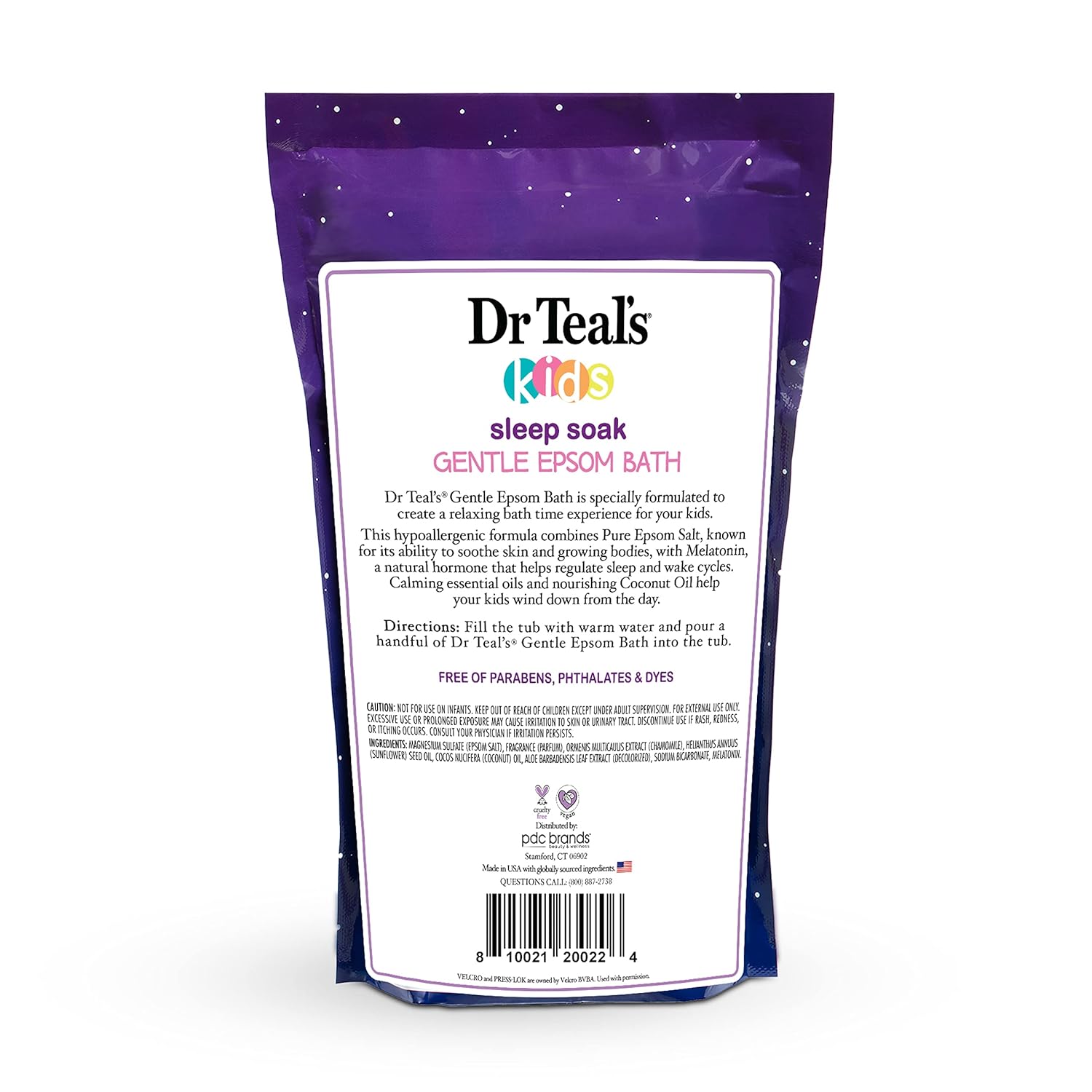 Dr Teal's Kids Gentle Epsom Salt Soak, Sleep Blend with Melatonin, Lavender & Chamomile Essential Oil, 2 lbs (Pack of 3) (Packaging May Vary)