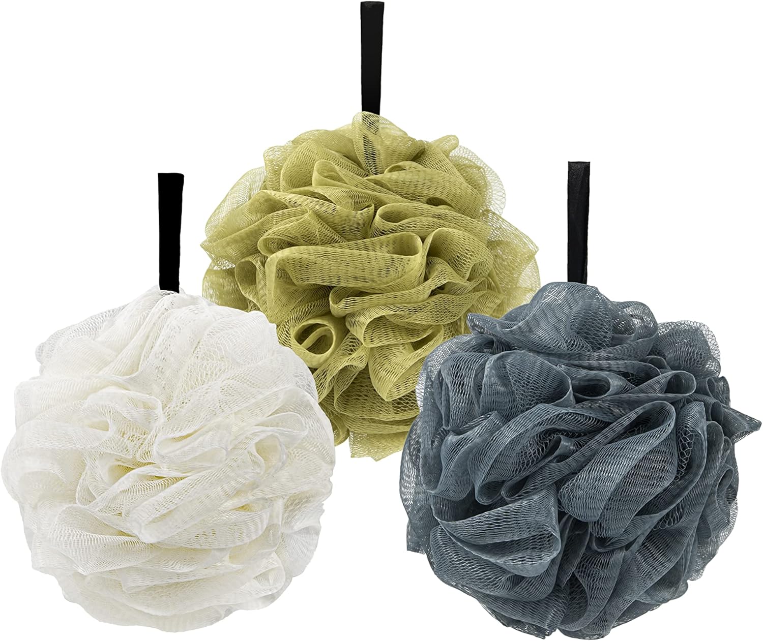 Shower Bath Loofah Sponge Shower Ball Body Scrubber Exfoliator - Set of 3