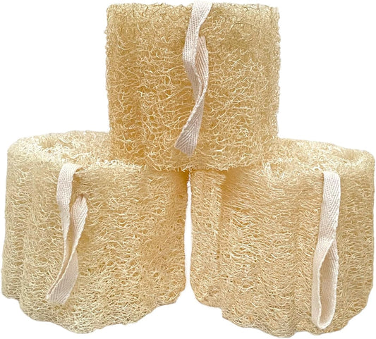 Natural Loofah Body Scrubber Sponge | Exfoliating Bath Sponge for Men and Women | Spa Quality, Exfoliator Deep Cleaning, 3 Count (1 Pack)