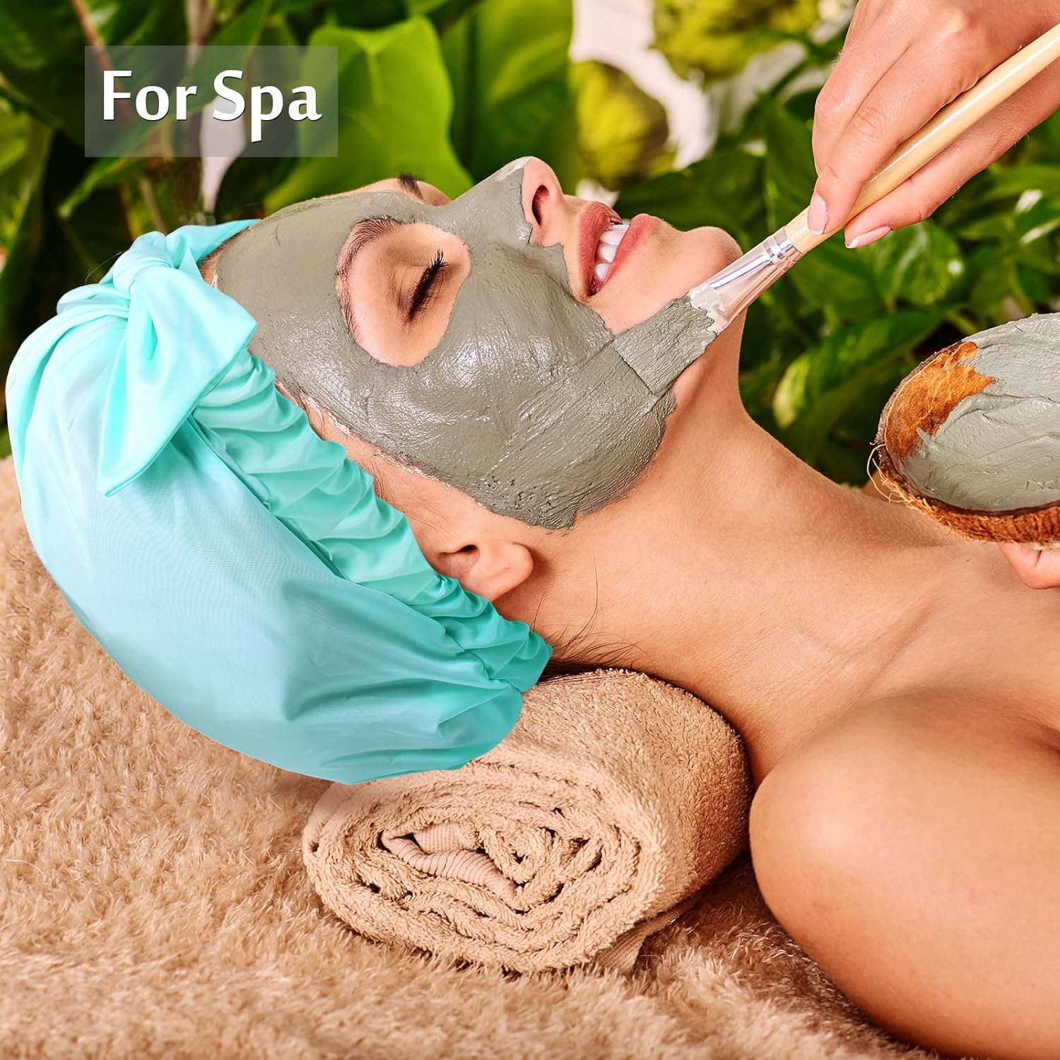 Floraltop 4 Pcs Shower Caps for Women, Waterproof Reusable Shower Hair Caps Bowknot Satin Bath Hair Caps Elastic Hem Turban Shower Bath Caps for Long Short Curly Hair Women Girls (Stripe)