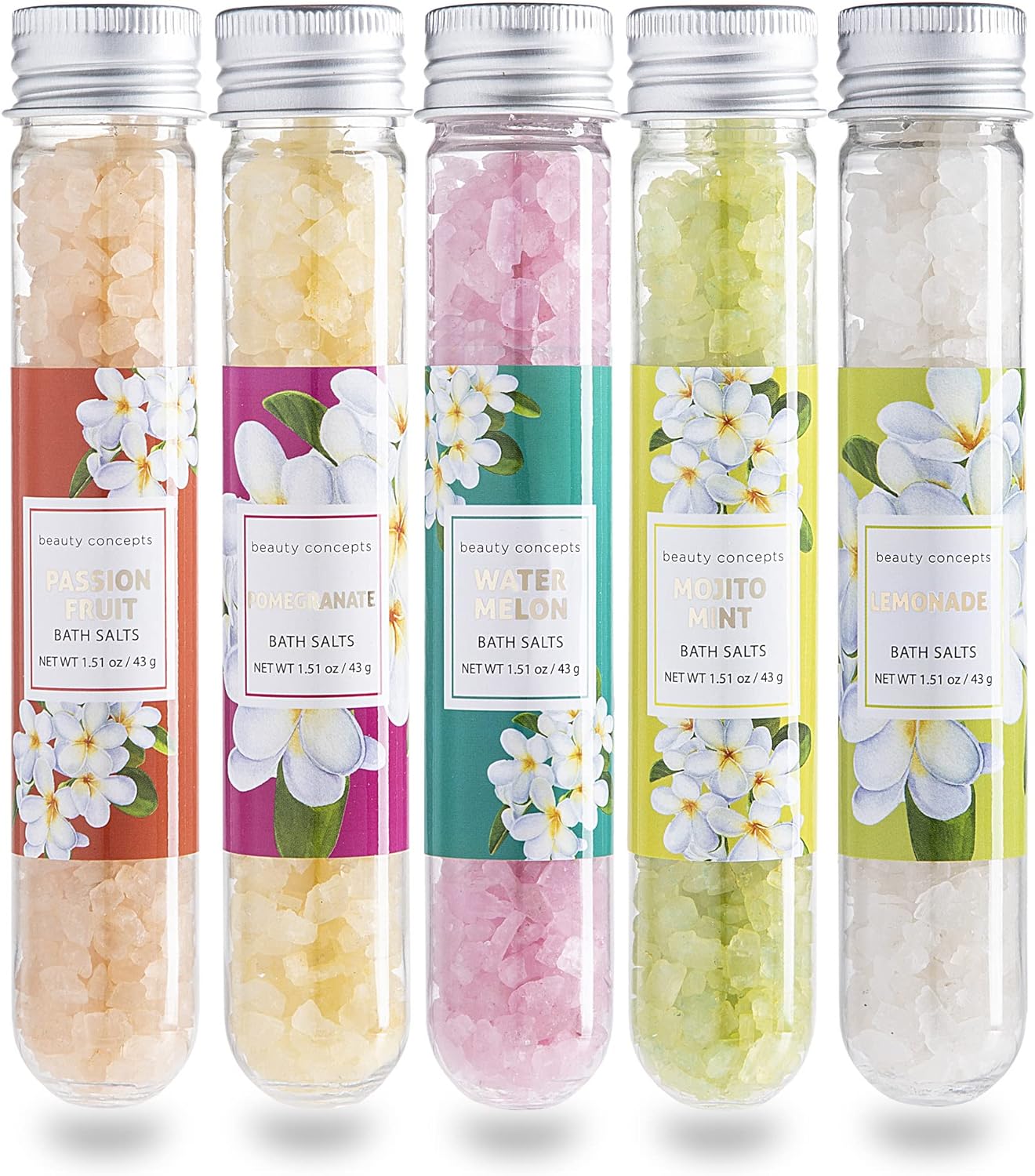 B.C. Beauty Concepts Aromatherapy Bath Salts- 5 Pack Epsom Salts for Soaking, Relaxing Bath Spa Set (Floral)