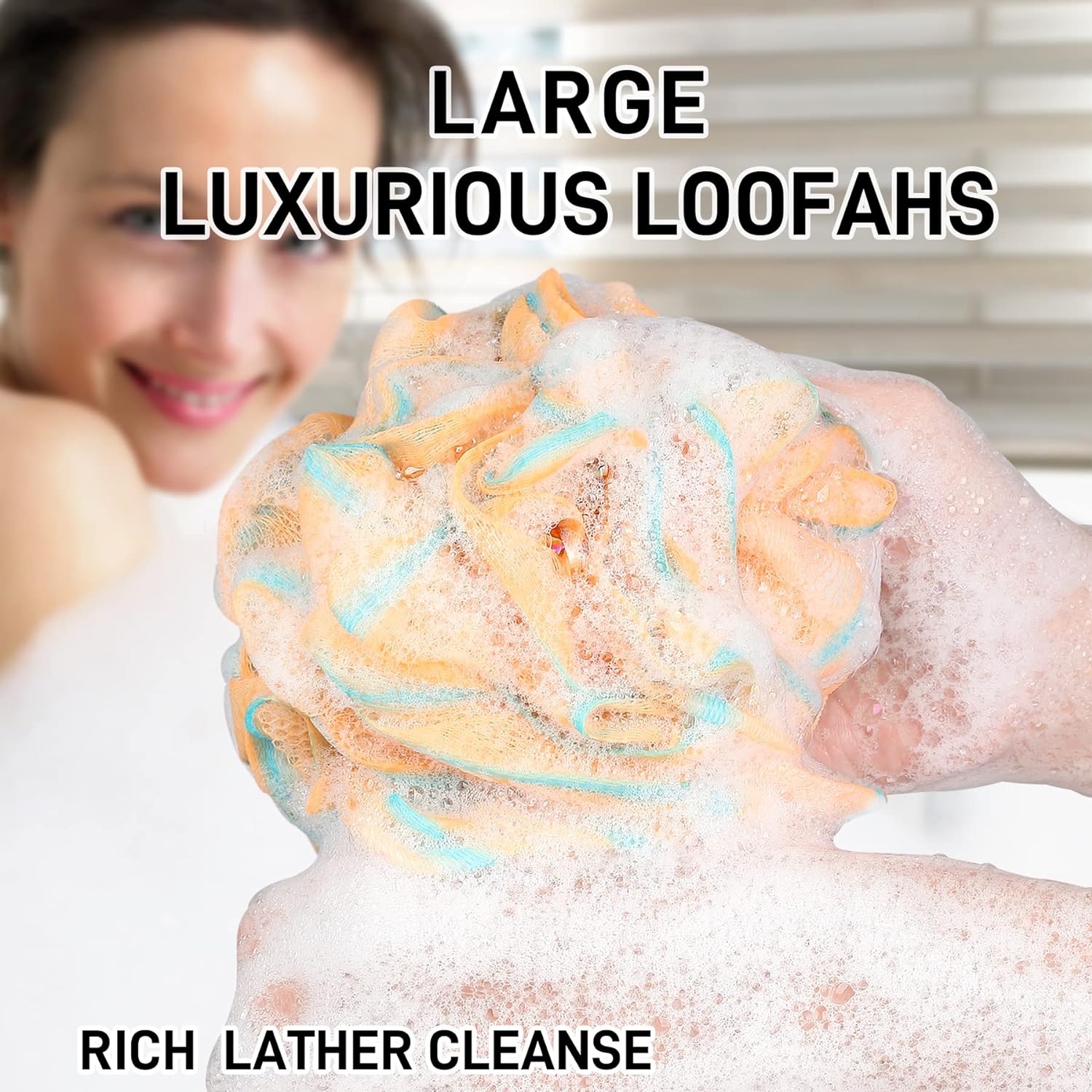 Shower Loofah Bath Sponge 75g - 4 Pack Large Soft Nylon Mesh Puff for Men, Loofah Shower Exfoliating Scrubber Pouf, Full Cleanse, Beauty Bathing Accessories