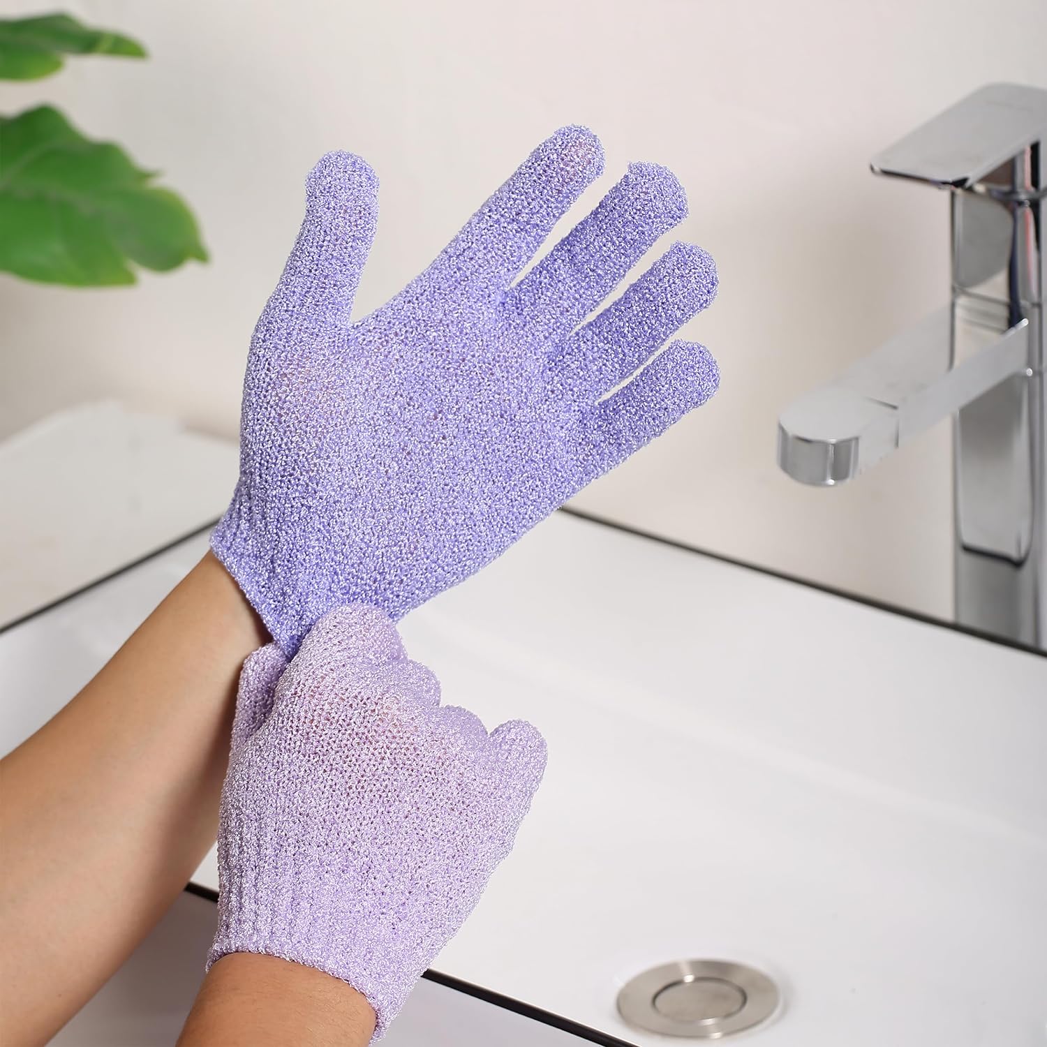 Slick- Exfoliating Gloves, 4 Pcs, Skin Exfoliator for Body, Shower Gloves, Scrub Gloves Exfoliating, Exfoliating Body Scrub Gloves, Loofah Glove, Exfoliation Mitt, Bath Gloves
