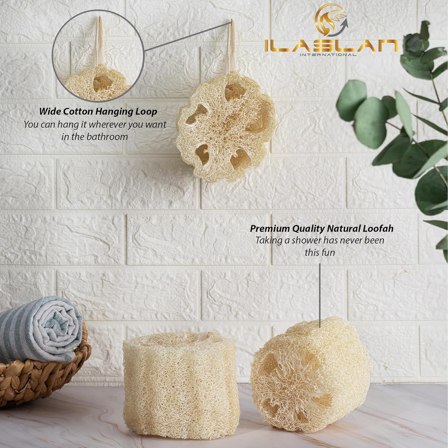 Natural Loofah Body Scrubber Sponge | Exfoliating Bath Sponge for Men and Women | Spa Quality, Exfoliator Deep Cleaning, 3 Count (1 Pack)