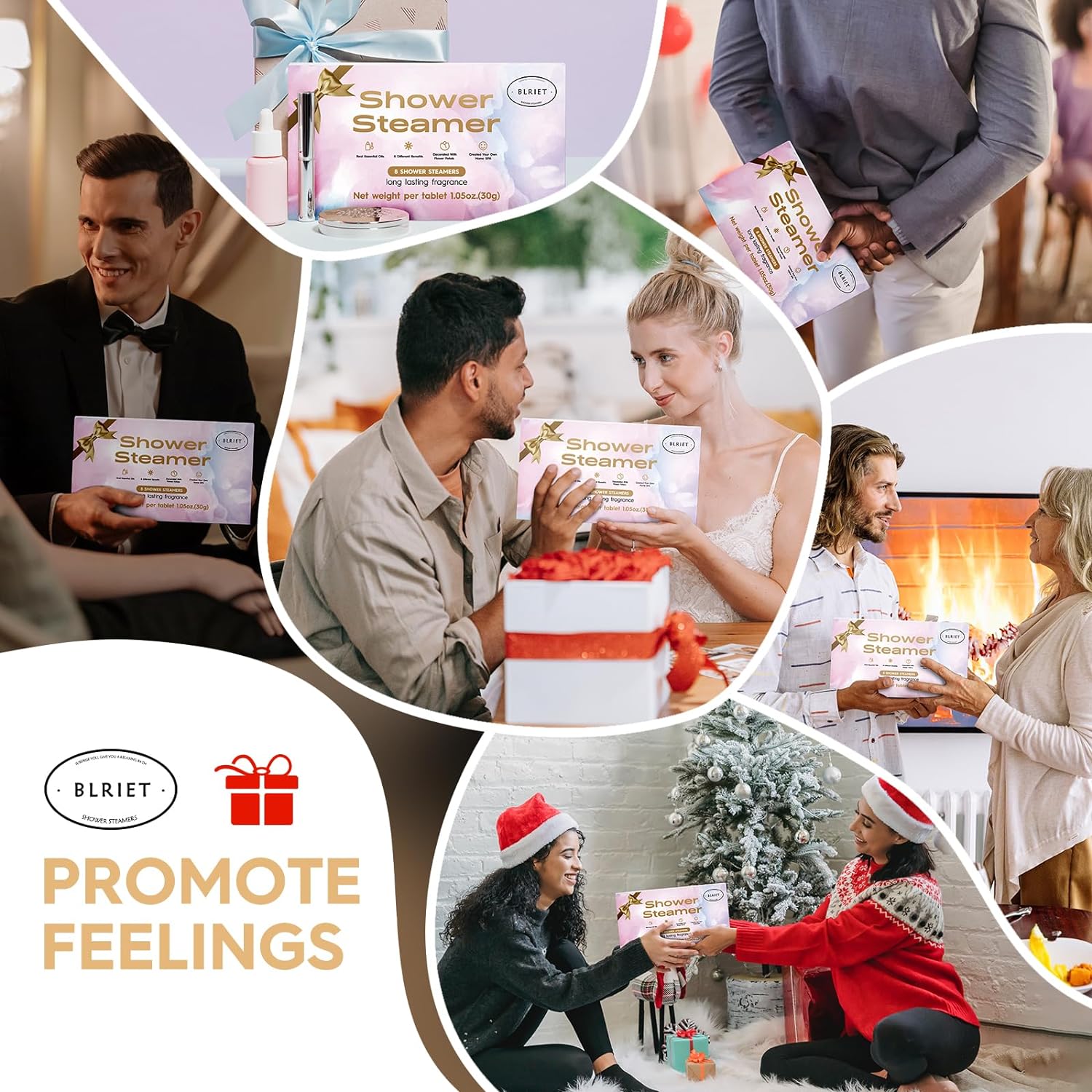 Shower Steamers Aromatherapy Christmas Gifts Stocking Stuffers for Women 8 PCS, BLRIET Shower Bombs Birthday Gift for Mom with Lavender Natural Essential Oils, Self Care & Relaxation Gifts for Lover