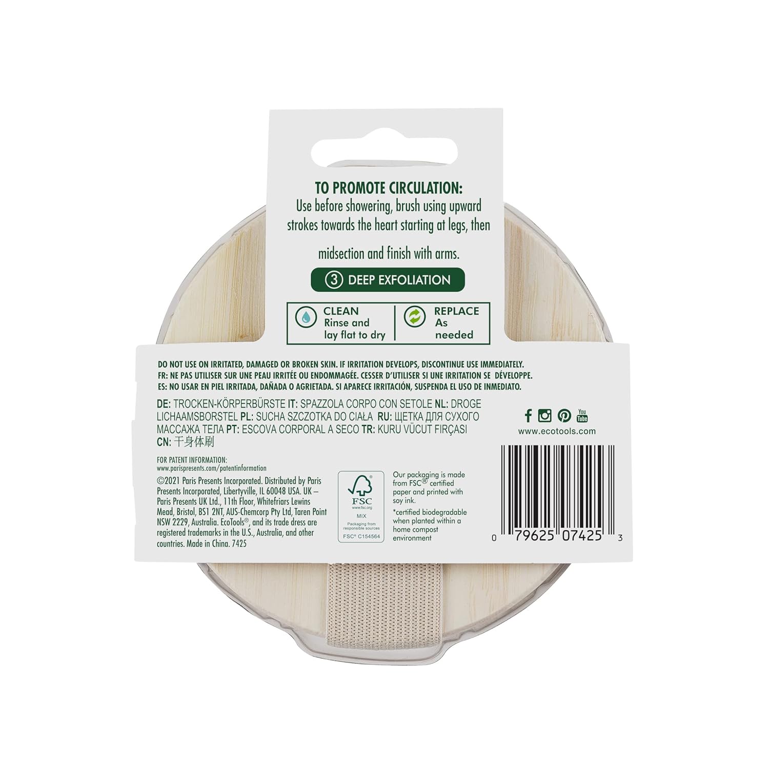 EcoTools Dry Body Brush, for Post Shower & Bath Skincare Routine, Removes Dirt & Promotes Blood Circulation, Helps Reduce Appearance of Cellulite, Eco-Friendly, Vegan & Cruelty-Free, 1 Count