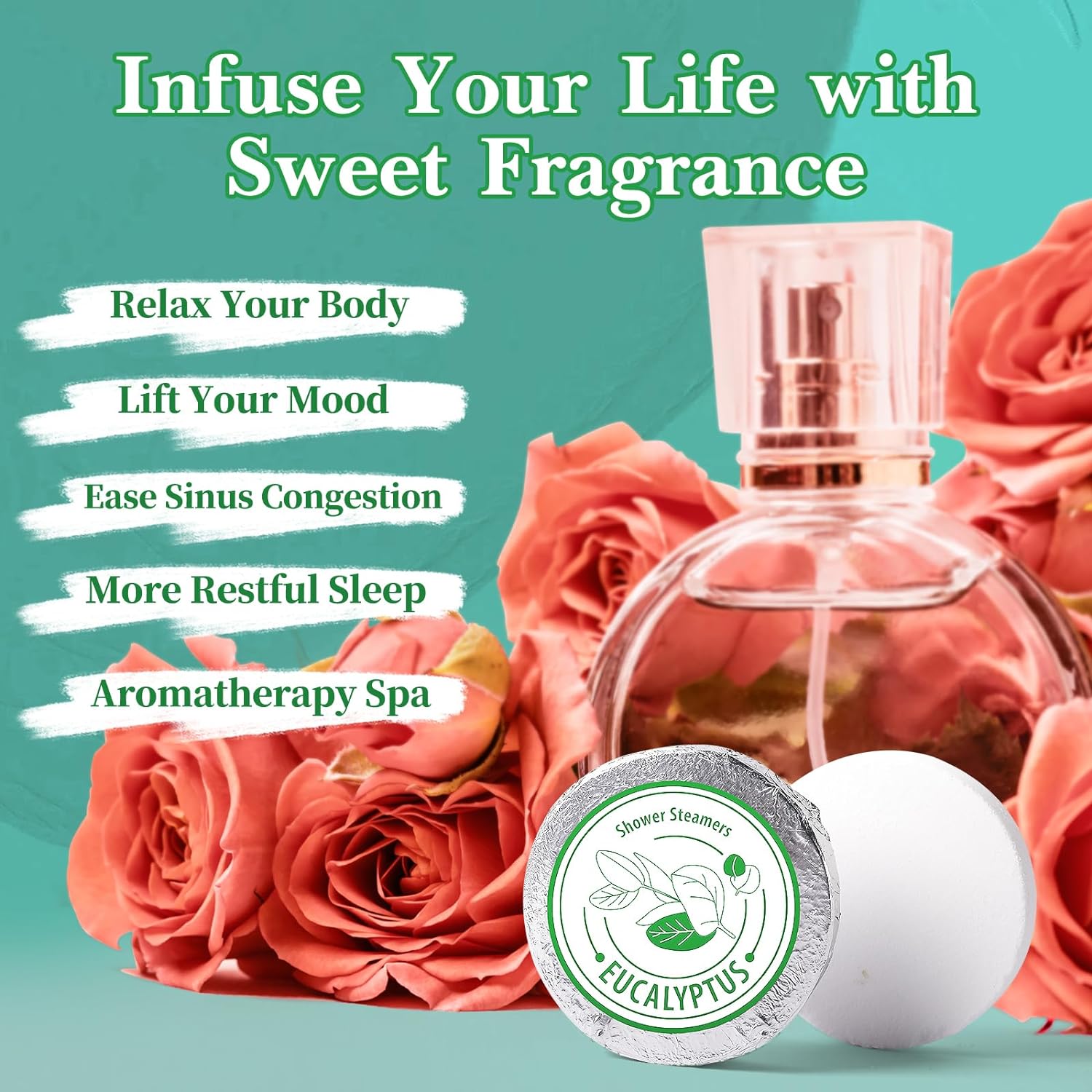 Shower Steamers Aromatherapy - Christmas Gifts for women 8 Pack Pure Essential Oil Shower Bombs for Home Spa Bath Self Care, Essential Oil Stress Relief and Relaxation Bath Gifts for Her Birthda Green