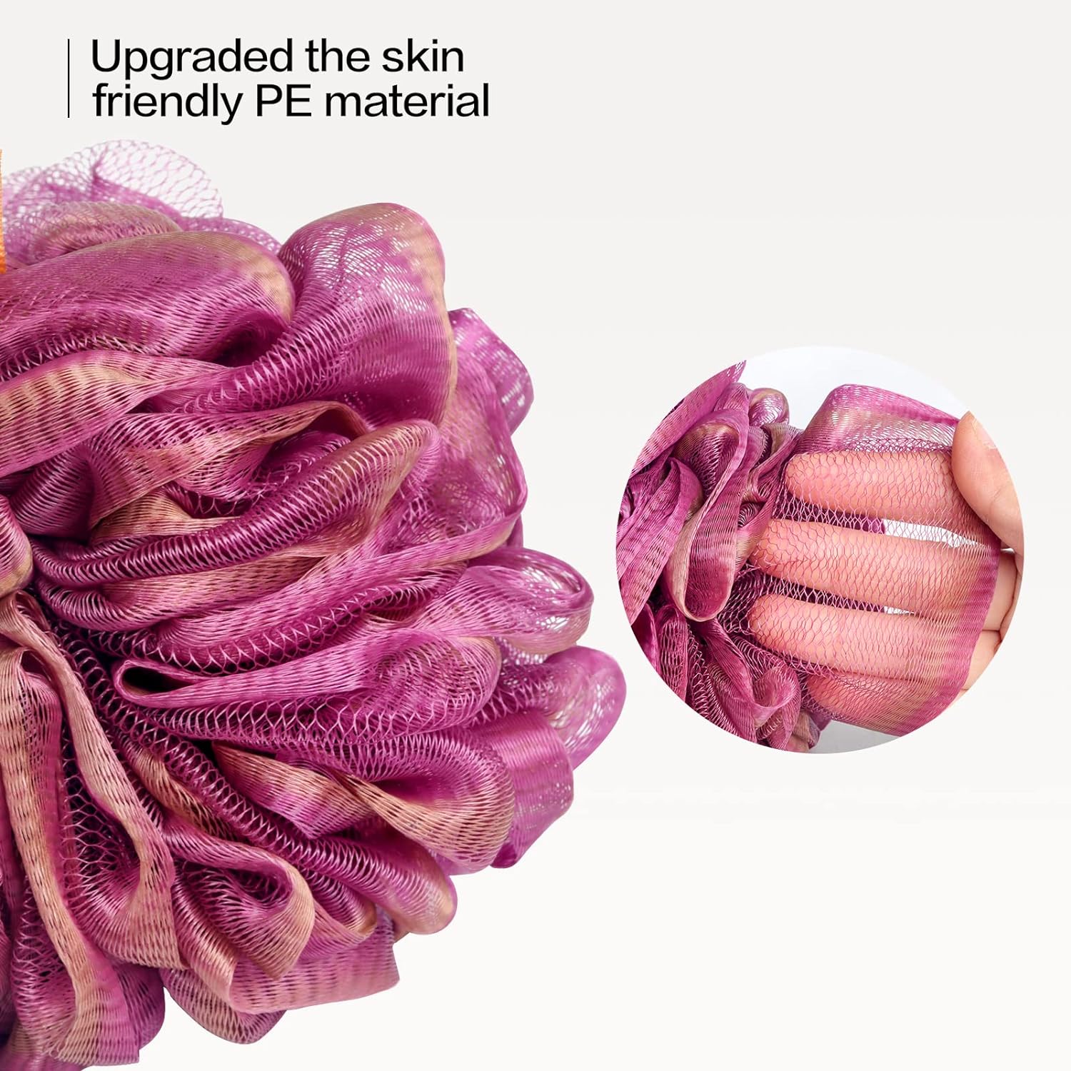 Fishent Bath Loofah Sponge, 3 Pack loofahs Exfoliating Body Scrubber, 60g Soft Mesh Pouf Shower Puffs, Loofa for Women (Pink-Peach-Coral)