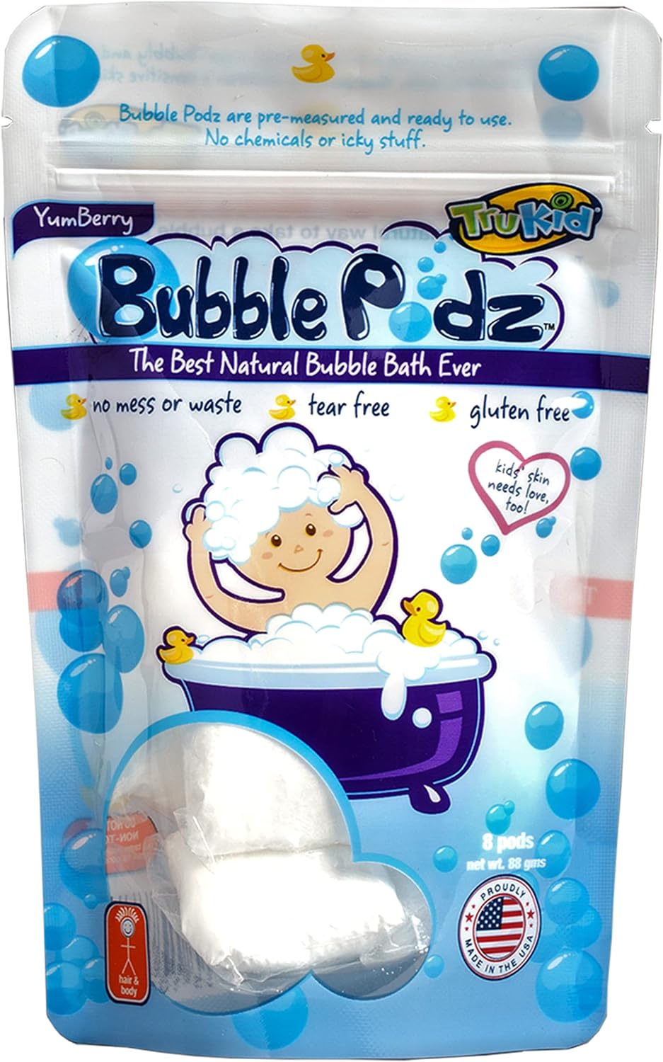 TruKid Bubble Podz for Baby, Refreshing Bubble Bath for Dry, Sensitive & Soft Skin, pH Balanced for Eye Sensitivity, Enriched with Lavender Flower, Lavender Scent, All Natural Ingredients (24 Podz)