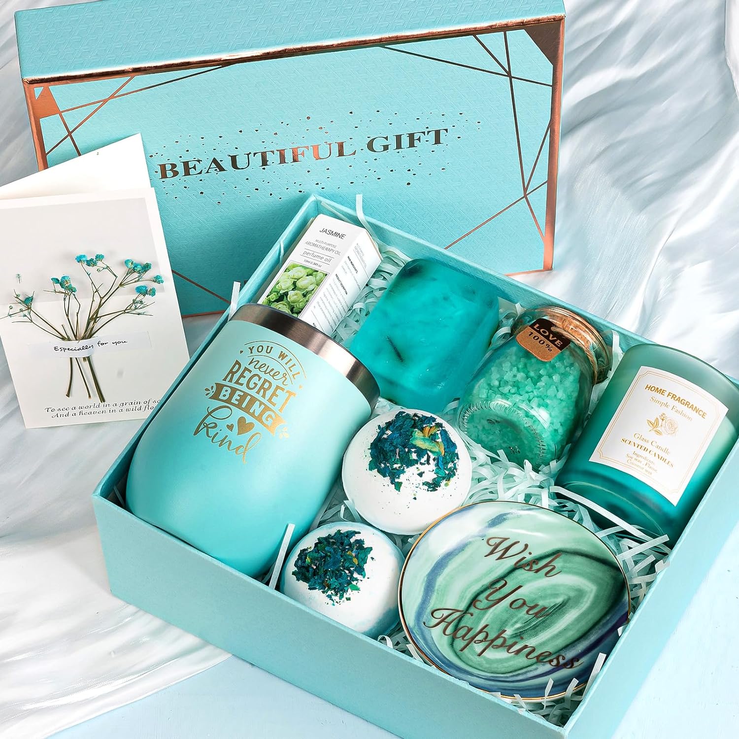 Golray Birthday Gifts for Women, Relaxing Spa Basket Set Self Care Gift for Her Mom Wife Sister Friend Coworker, Unique Stocking Stuffers Valentine Christmas Gift Baskets for Woman Who Have Everything