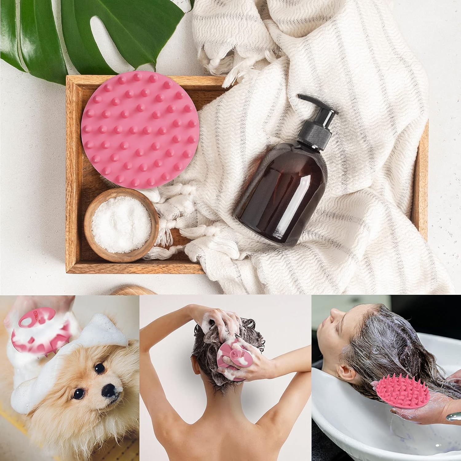 INNERNEED Food-Grade Soft Silicone Body Scrubber Shower Brush Handheld Cleansing Skin Brush, Gentle Exfoliating and Lather Well (Black)